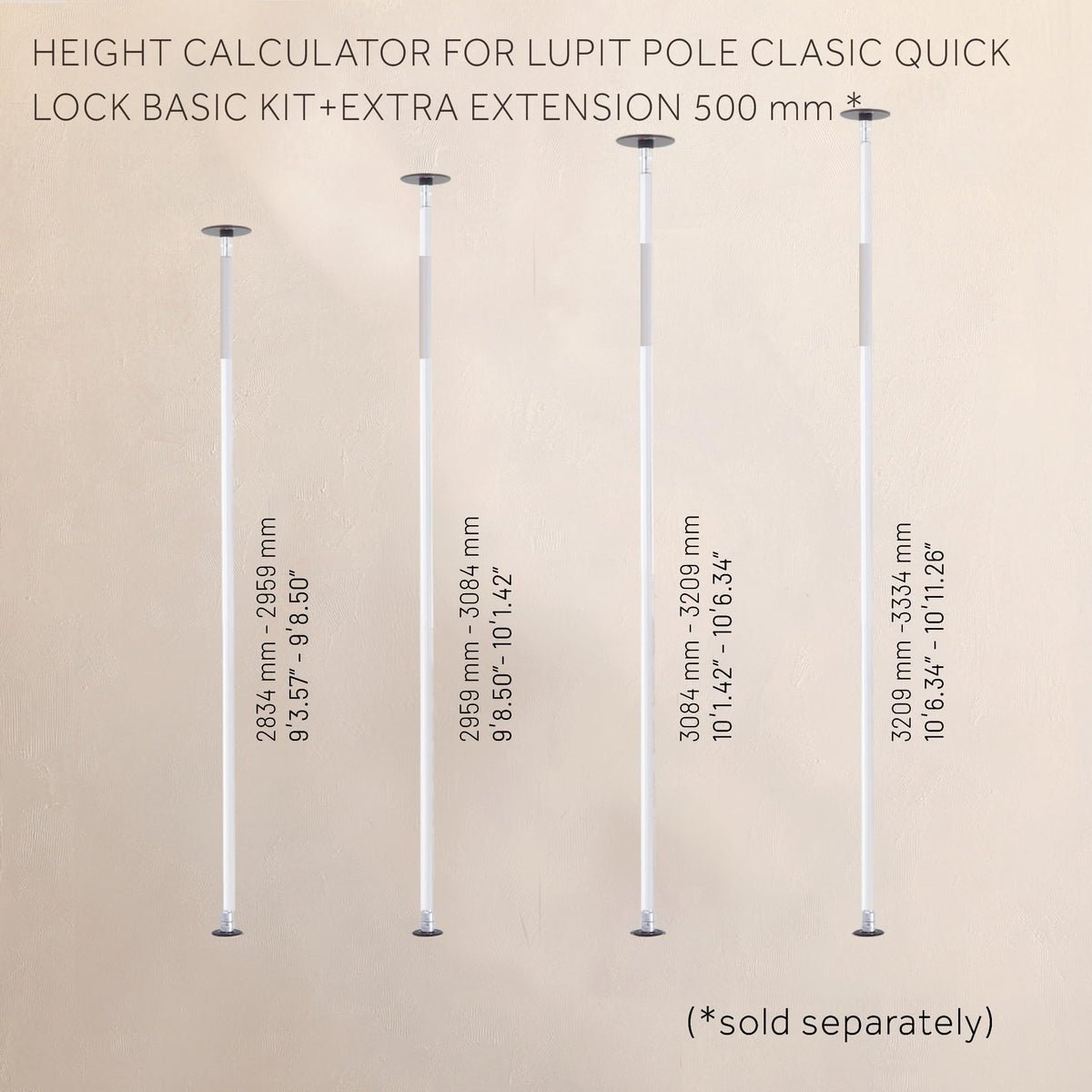 LUPIT POLE Classic G2 Quick Lock - Portable Dance Pole for Home - Spinning & Static Mode - Professional Pole Dancing Pole for Apartment, Club & More - Easy Installation - No Drilling (White, 45 mm)