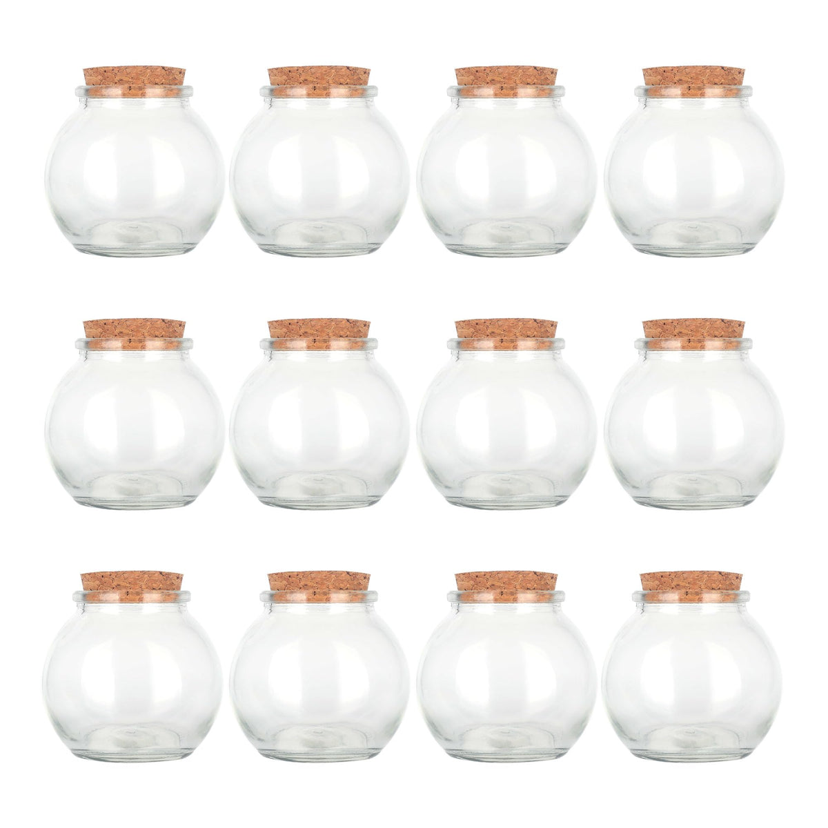 Magic Season Decorative Glass Bottles with Cork Stoppers (3.3 fl oz. Spherical Bottles / 12 Pcs)