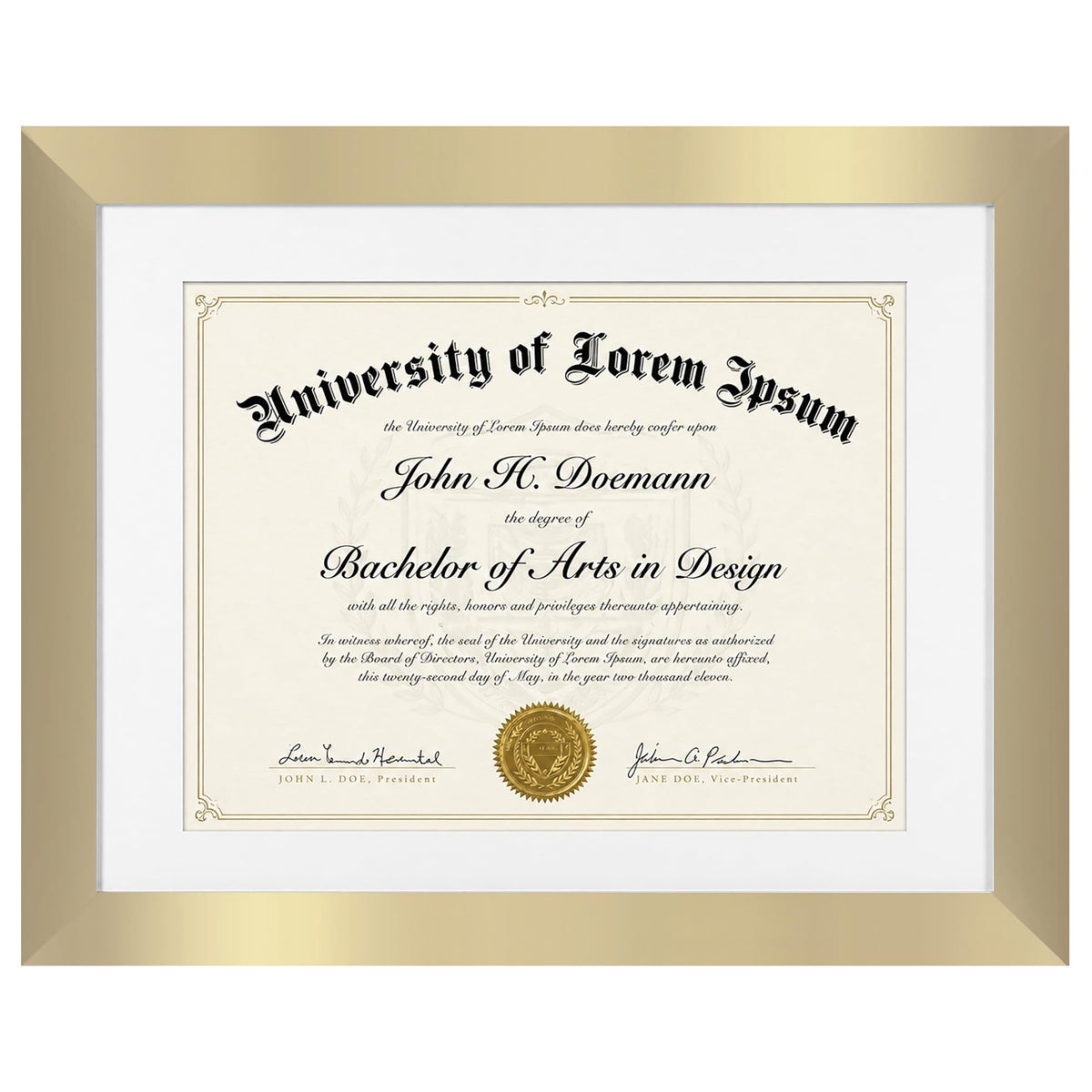 Americanflat 11x14 Diploma Frame with Shatter-Resistant Glass - Use as 8.5x11 Frame with Mat or Display 11x14 Documents Without Mat - Certificate Frames with Engineered Wood for Wall Display - Gold