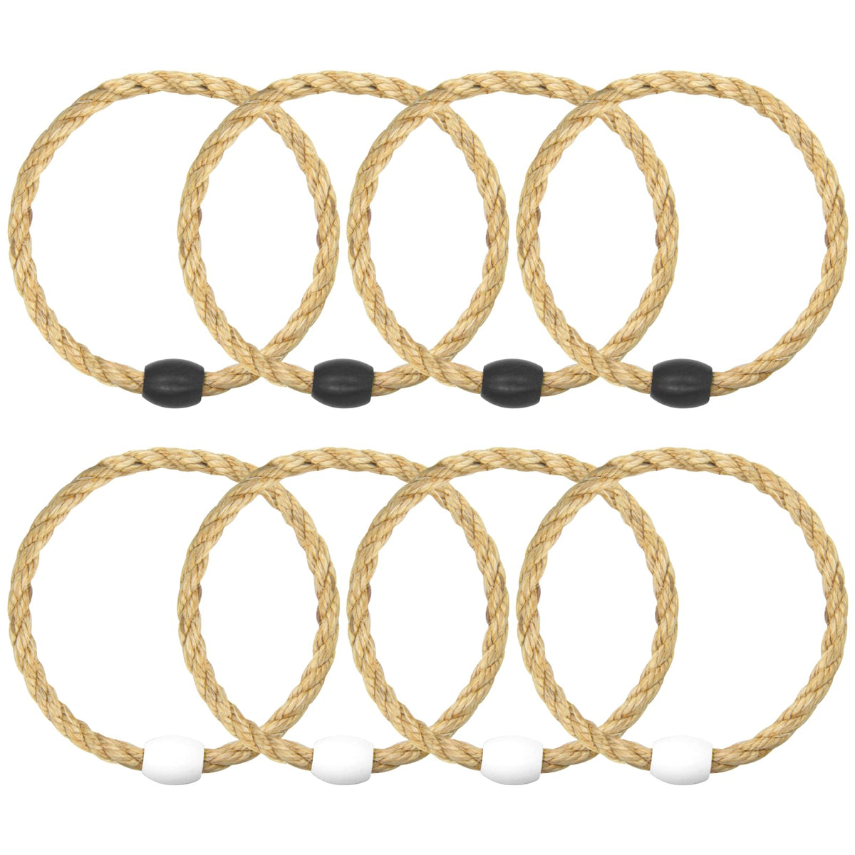 8 Pack Sisal Rope Ring Toss Game Replacement Parts for Adults and Kids, Outdoor Toss Rings for Agility Practice and Speed Game and Yard Games and Lawn Games for Party (Black and White)