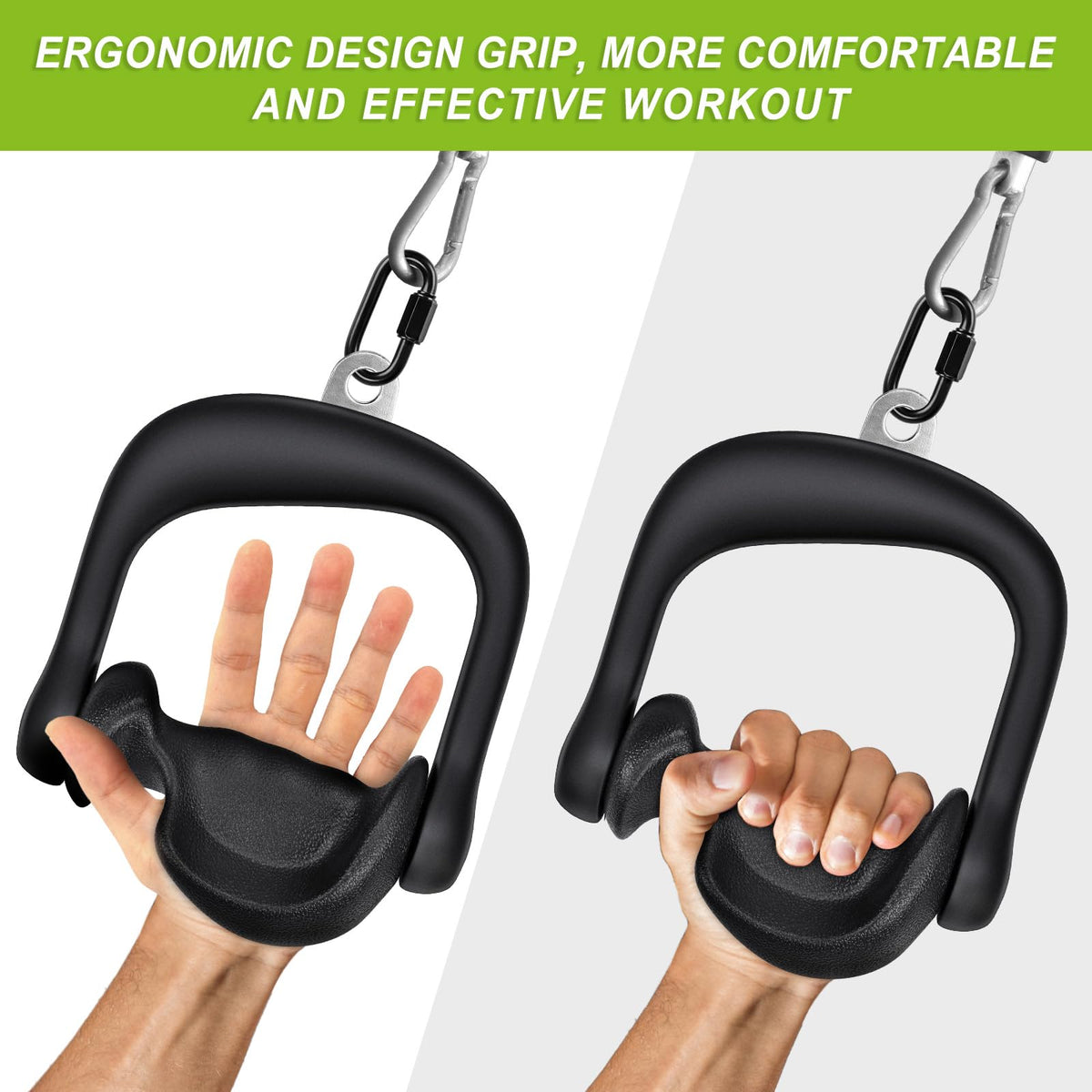 BeneLabel 2Pcs Ergonomic Grips D Handle Cable Attachment for Home Gym - Fits Your Hand Perfectly - Compatible with Cable Machines - 360 Rotation - 1000 lbs Weight Capacity