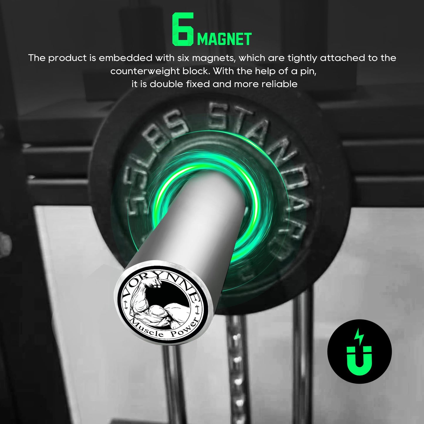 Vorynne Weight Stack Pin Extender for Gym Cable Machine & Home Gym, Ø 10 mm, Allowing Additional Olympic Weight Plates, Made of Durable Steel for Secure and Long-Lasting Use