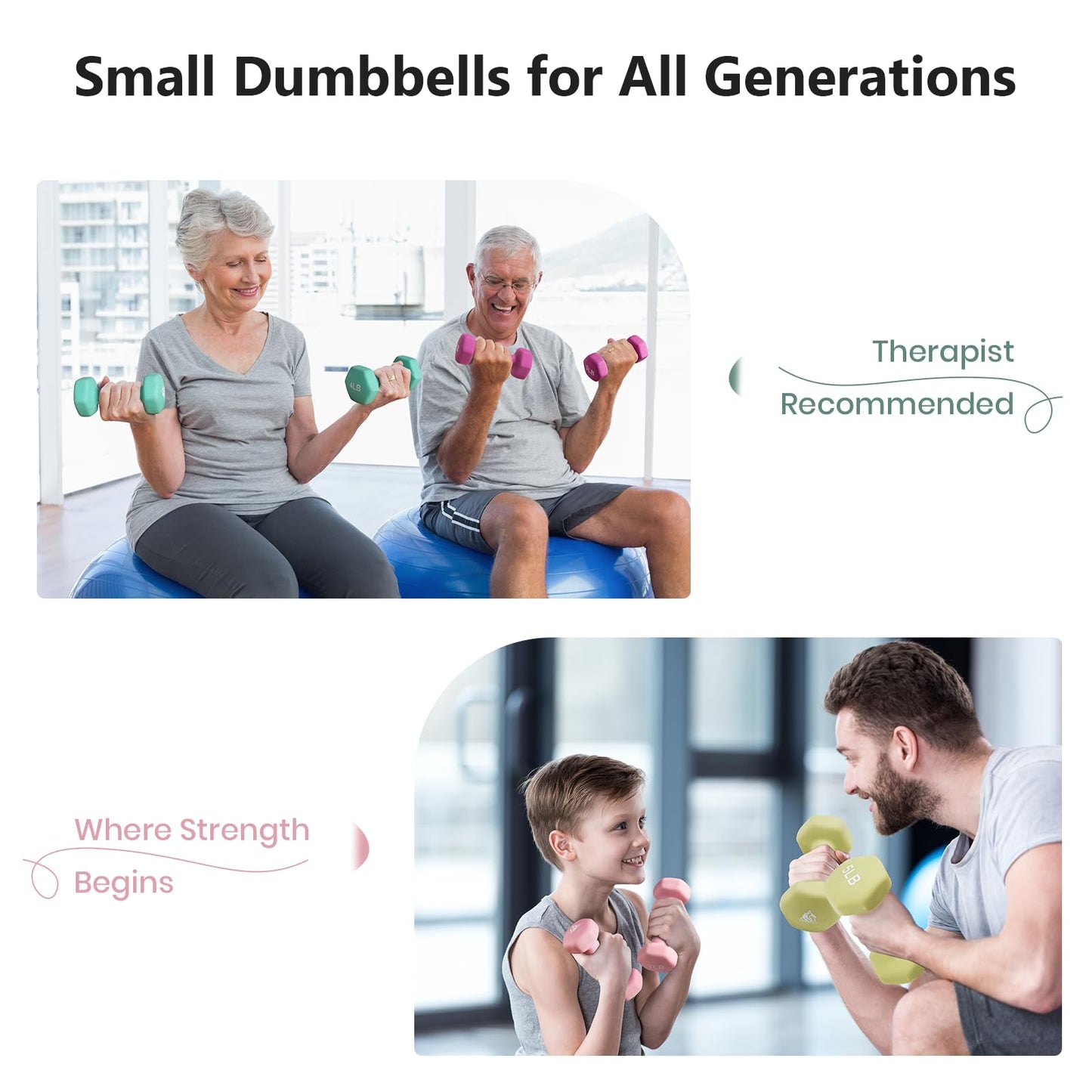 LIONSCOOL Neoprene Coated Dumbbell Weights (Sea 1lb Pair)