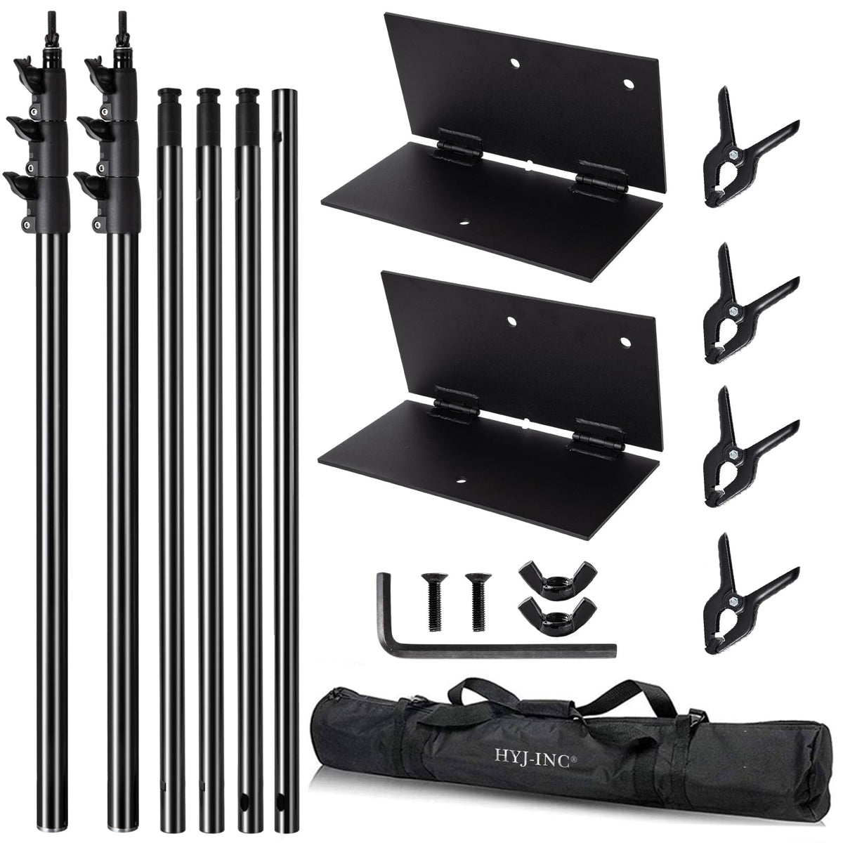 HYJ-INC Heavy Duty Backdrop Stand Pipe and Drape Photography Backdrop Stand Kit Adjustable Photo Background Stand 10ft x 10ft with Metal Base, 4 Clamps,Carrying Bag for Photography Video Studio