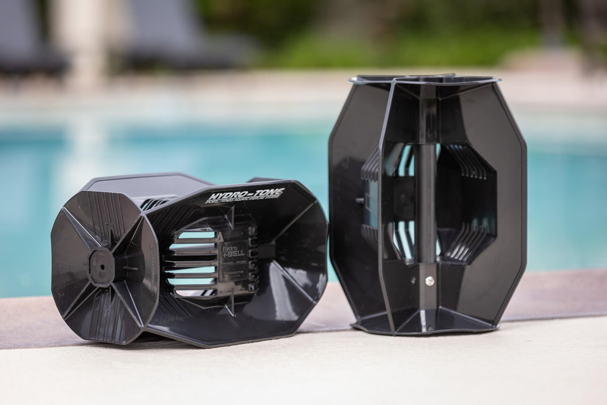 Aquastrength Hydro-Tone Total Body Pool Exercise System, Isokinetic Functional Water Weights, Bells 12" x 7.5", Fins 6.5" x 2.5", Quick Start Guide Included, Black