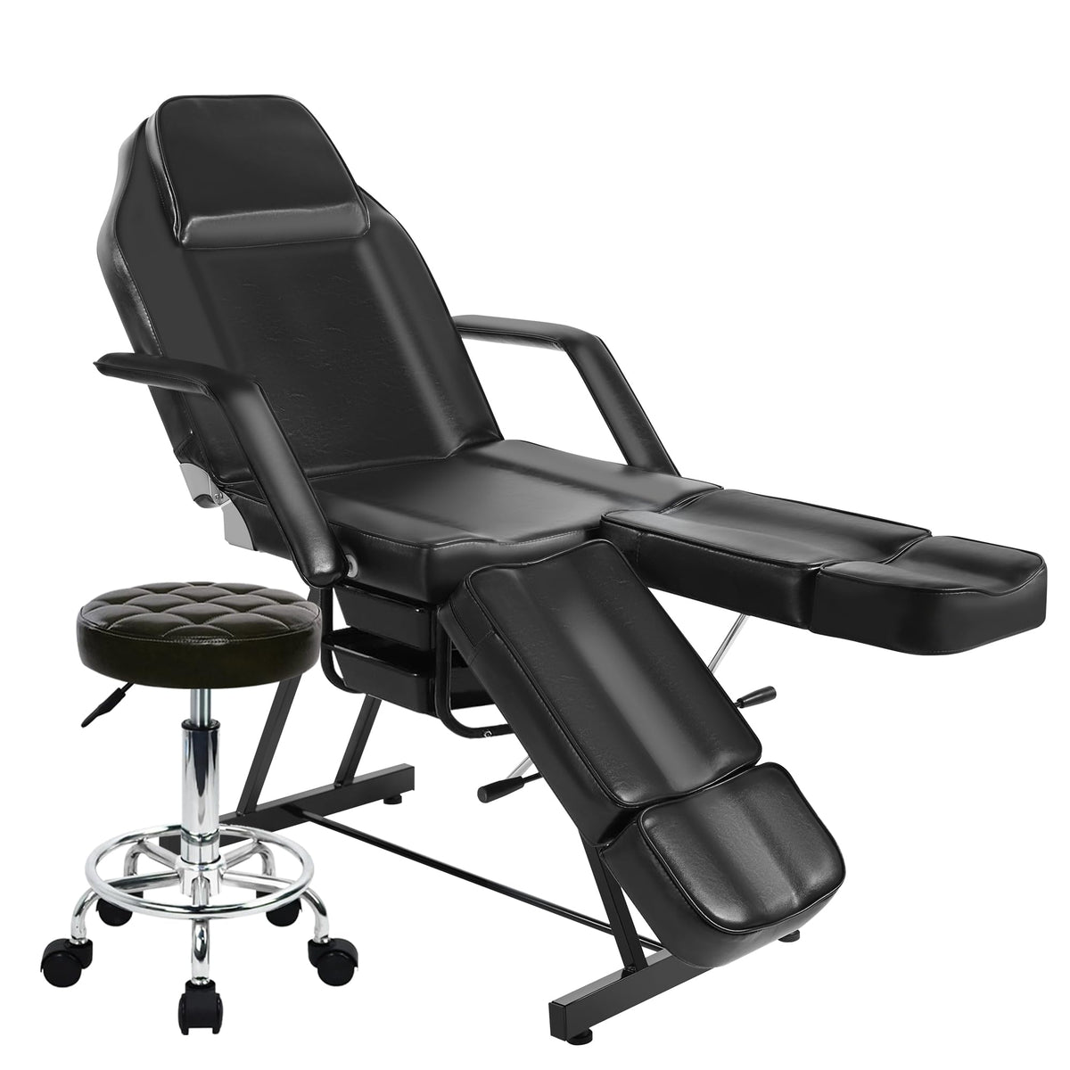 Tattoo Chair for Client, Facial Bed for Esthetician with Hydraulic Stool, Adjustable Massage Table with Split Legs Design, Professional Tilting Beauty Lash Spa Artist Salon Waxing Barber Equipment