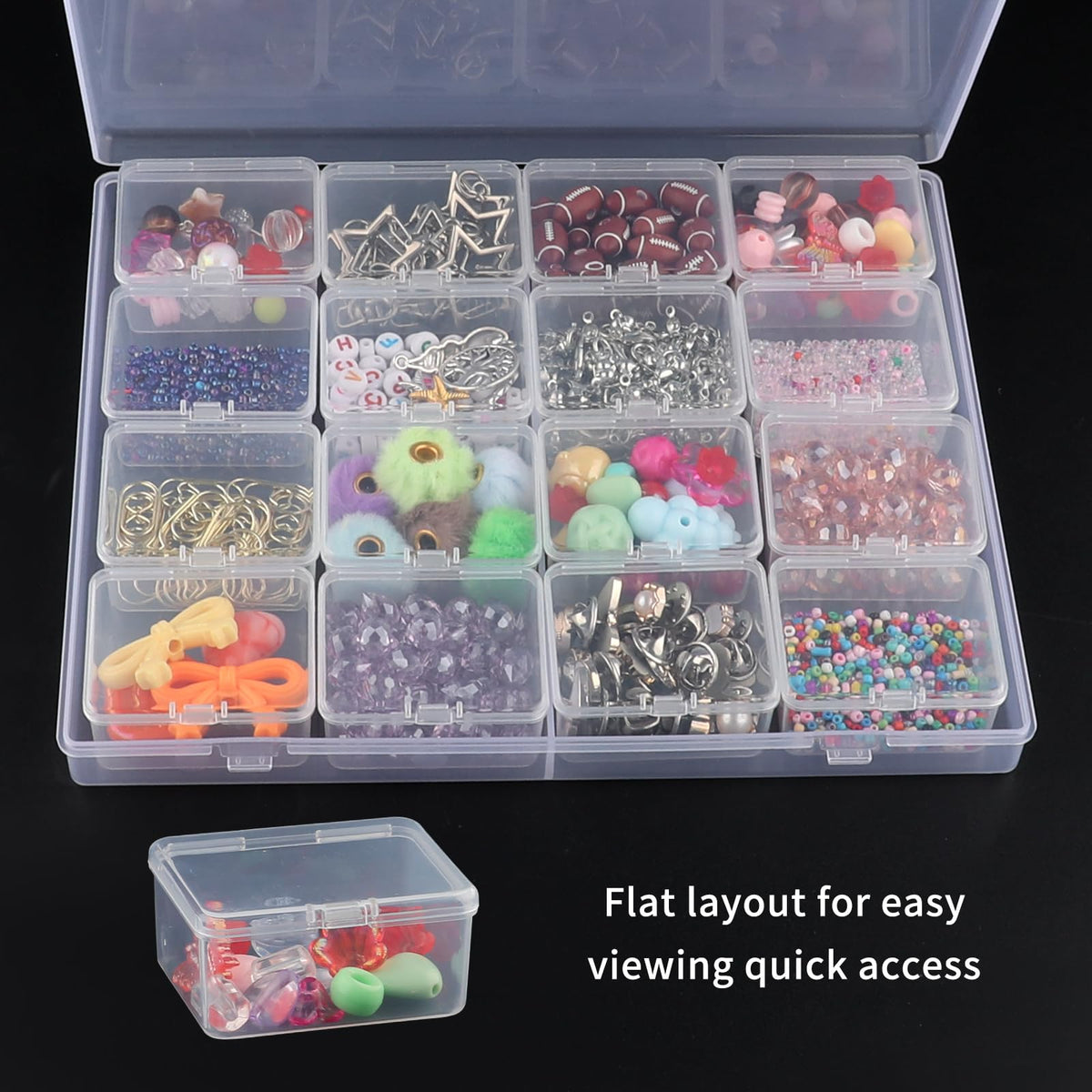 Bead Organizer Box, 64Pcs Compartment Clear Plastic Craft Organizers and Storage Containers with Hinged Lid, Jewelry Making & Diamond Painting Art Supplies Organizer for Beads and Small Parts