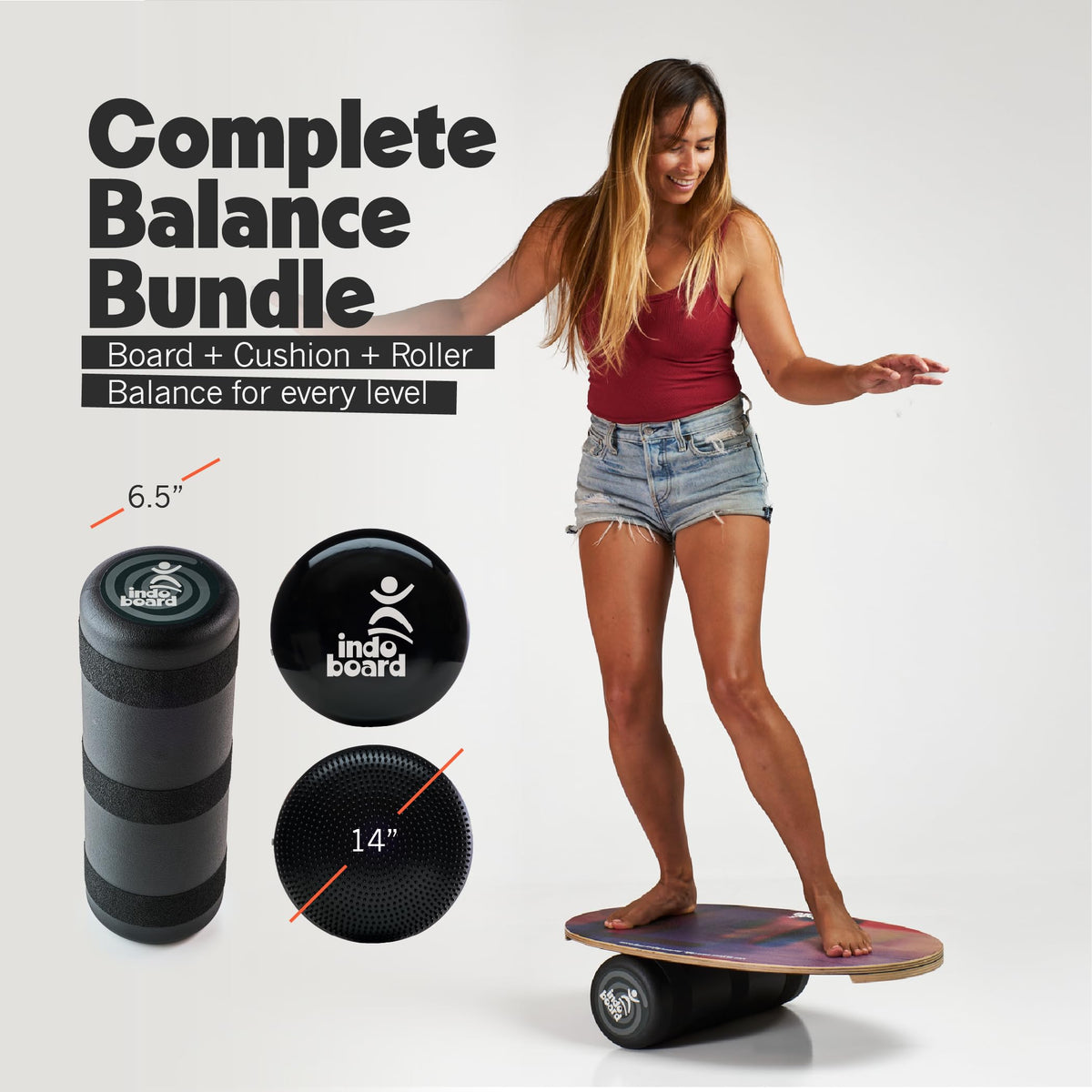 The Original Indo Board - Balance Board Trainer for Core Strength, Stability & Athletic Performance - Surfing, Skateboarding, Snowboarding, Yoga, Physical Therapy & More. Includes Board and Cushion - "Country Road" Design. ROLLER NOT INCLUDED.