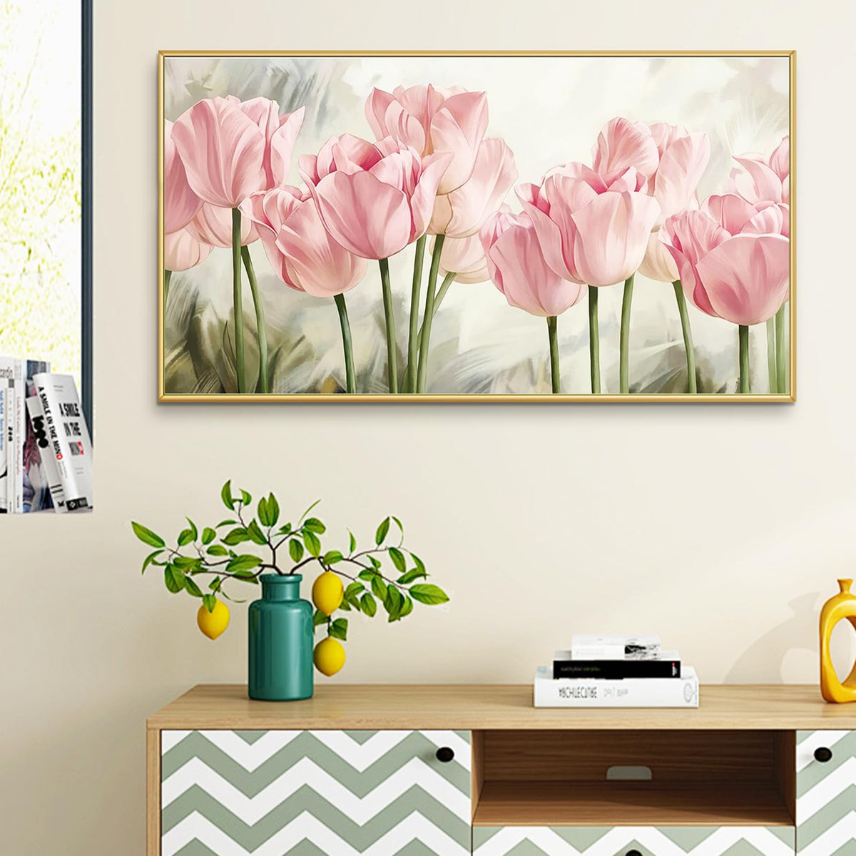 YALKIN Square 5D Diamond Painting Kits for Adults, Large Tulip Flowers Diamond Art Kits Full Drill Diamond Painting Kit for Adult Beginners, DIY Picture Art for Home Wall Decor 40x70CM/15.8x27.6in