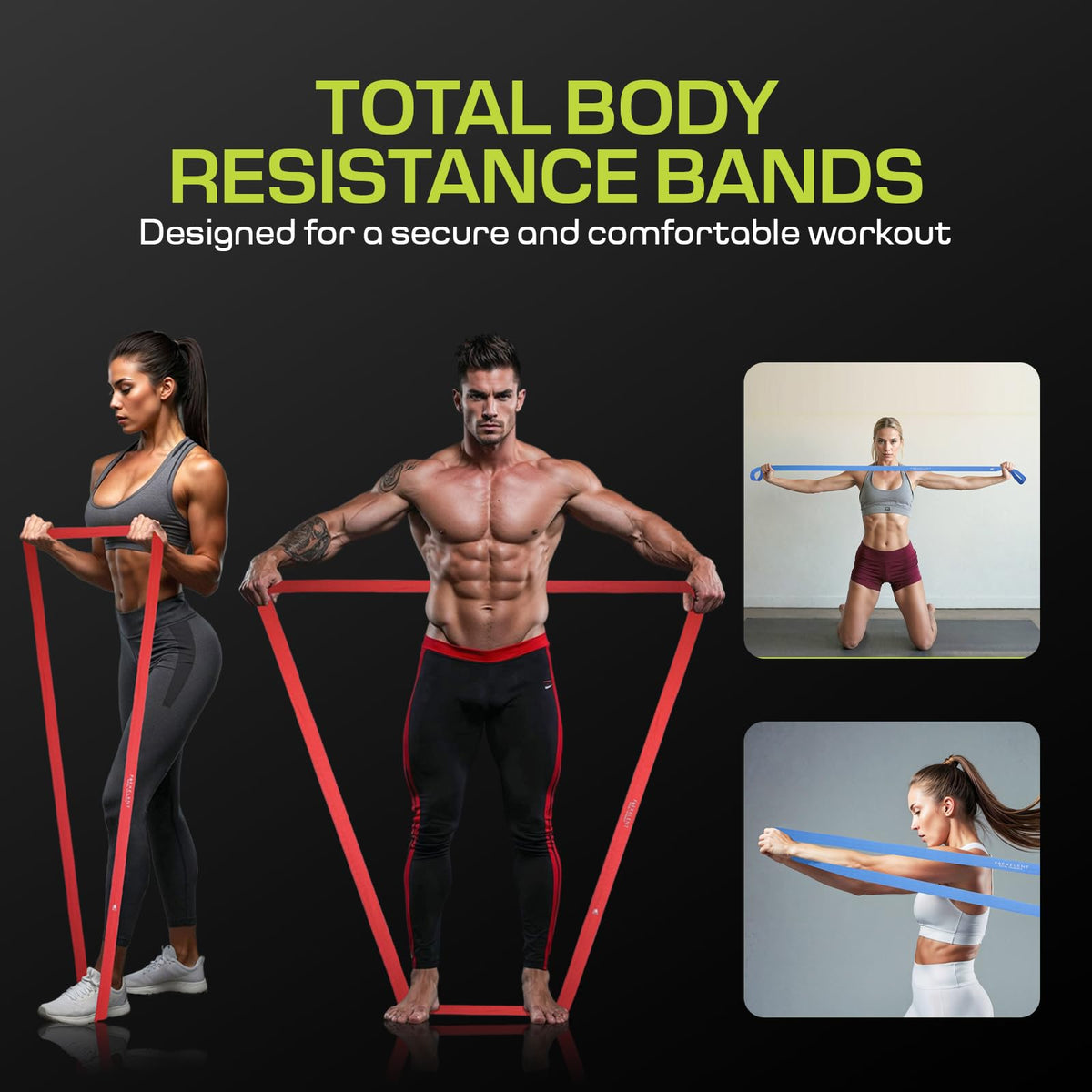 Long Fabric Resistance Bands – 5 Strength Levels from Extra Light to Extra Heavy, Thick Fabric Resistance Bands for Exercise, Legs, Glutes, Hips, Stretching with Storage Bag – Multicolor