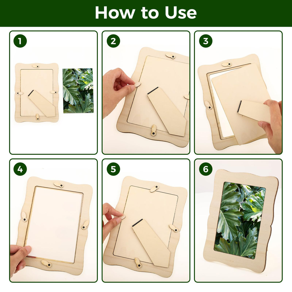 WSICSE 16 Pack Wooden Picture Frames for Crafts, 4" x 6" DIY Picture Frame Craft with 12Pcs Painting Color Pen 6 Sheets Crystal Diamond Stickers Christmas Crafts Gifts for Adults and Kids