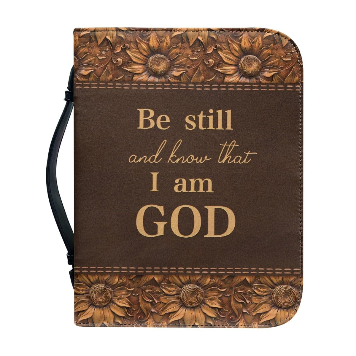 Panskyllis Be Still and Know That I am God Verses Bible Cover Case for Women Leather Book Carrying Case with Zipper and Handle Scratch Dirty Proof Church Bag Size M-2XL