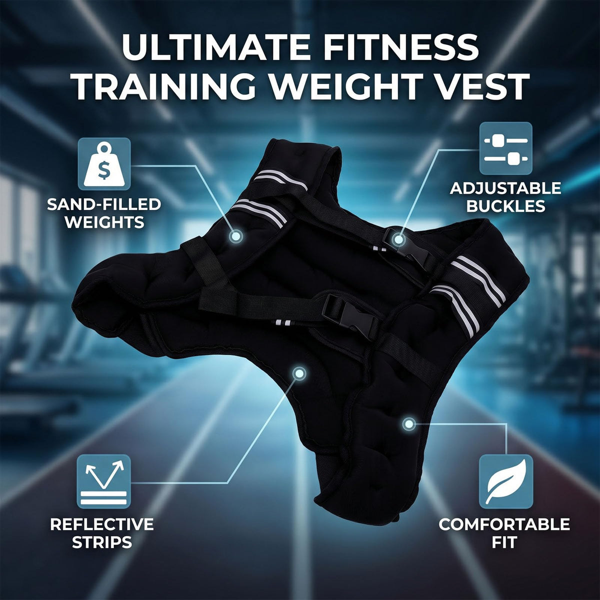 Luocute Weighted Vest, Adjustable Neoprene Body Weight Vest with Reflective Stripe for Men Women Strength Training Running Workout Jogging (5KG)