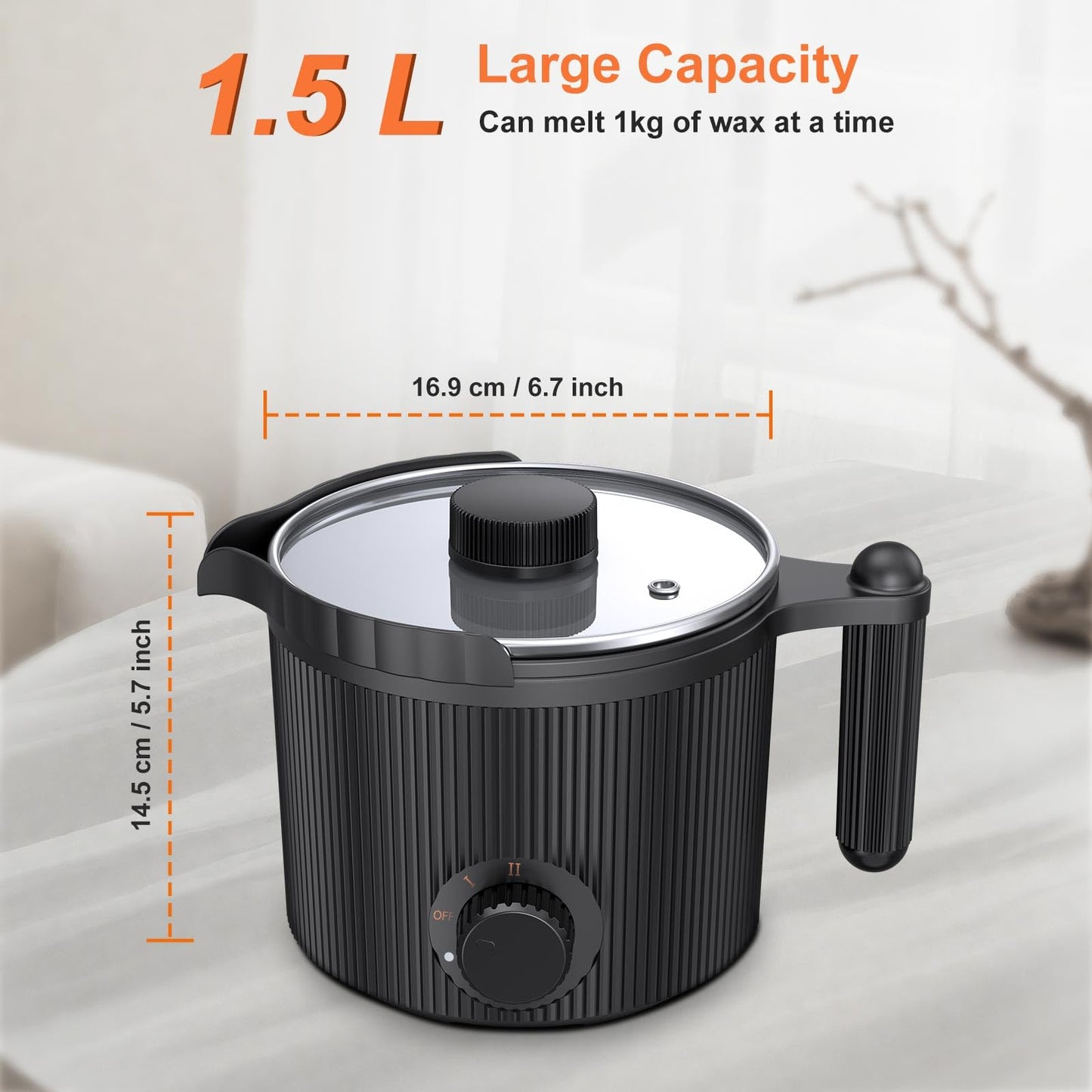 venpow Candle Wax Melter with Pour Spout, Candle Making Kit for Adult Beginners, 1.5L Large Capacity, for Making Candles and Soaps, Kit Includes Wax Melting Pot and Stirring Spoon - Black