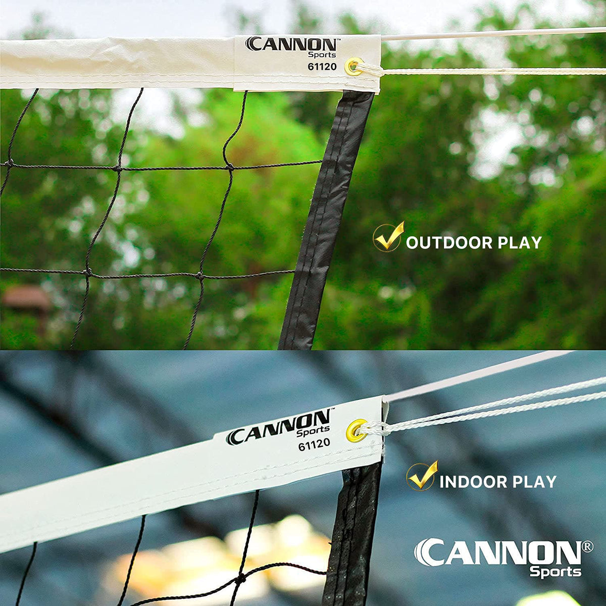 Cannon Sports Regulation Volleyball Net - Durable Indoor Outdoor Net (32 FT Length x 3 FT High) for Competition, Backyard, Gym, Training, & Beach Play - Pro Quality 2mm Coated Steel Cable - Easy Setup