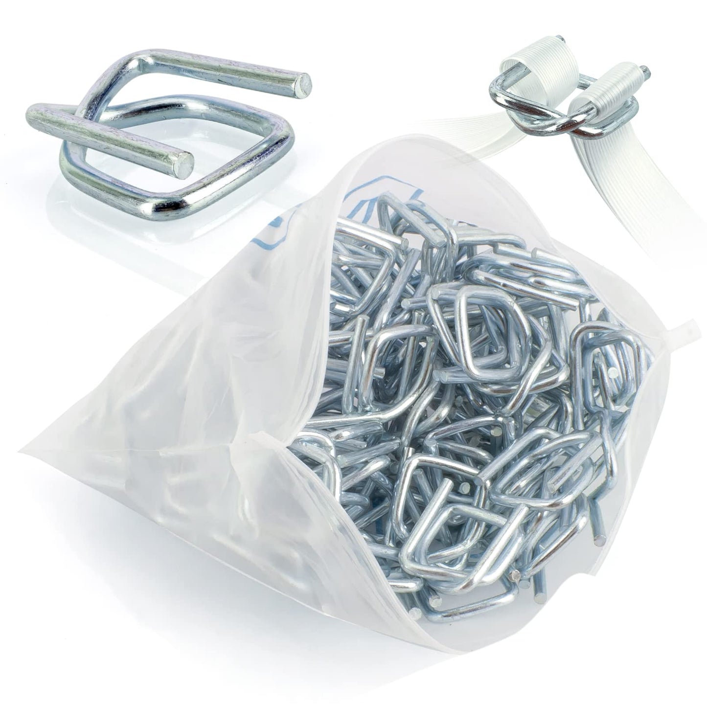 VETAKING Heavy Duty Reusable Buckles with Anti-Slip Coating Sturdy Metal Wire and High Holding Power 100pcs /200pcs Metal Buckles for Plastic Strapping - 3/4'' Strap Width Woven Cord Strapping (100)