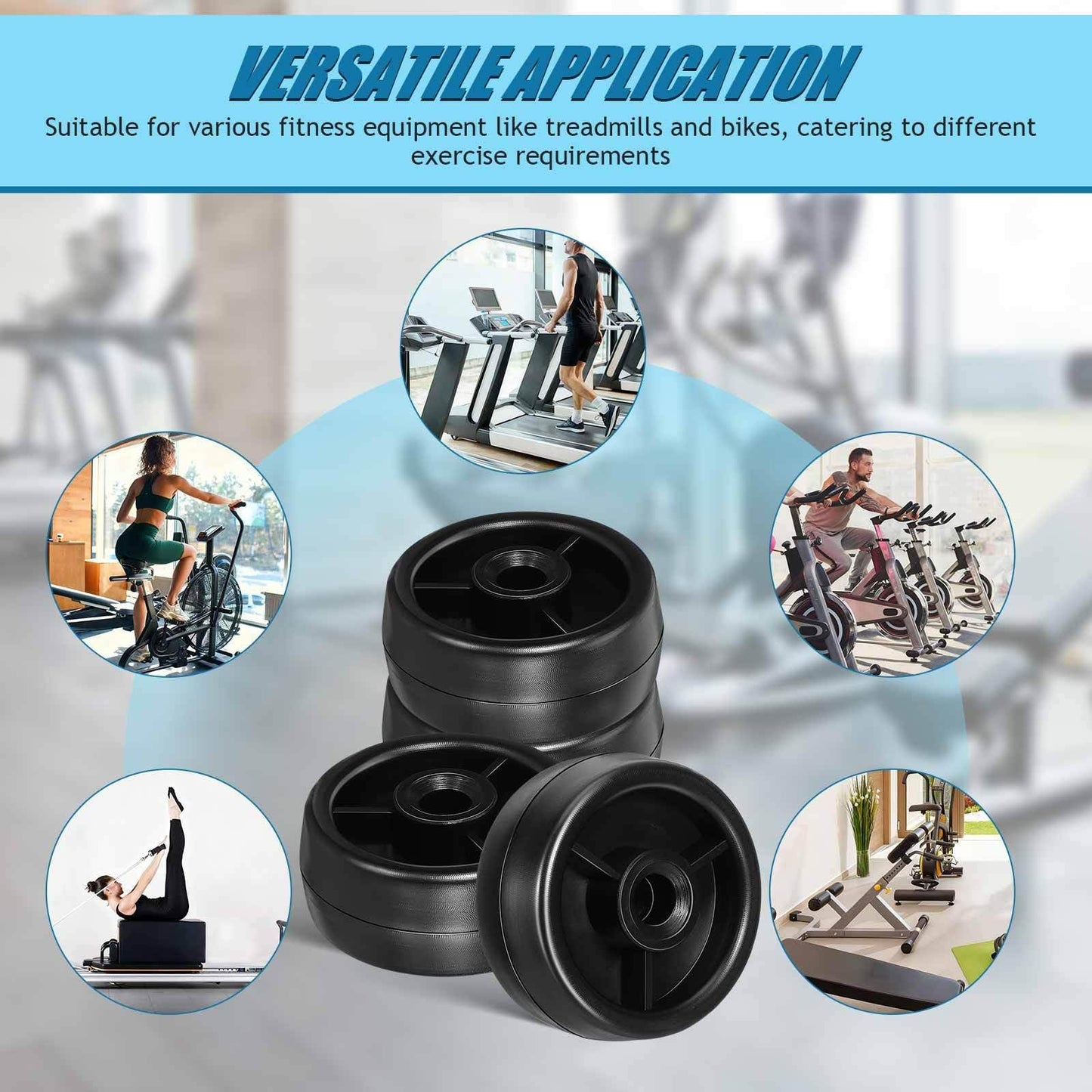 4pcs Fitness Equipment Caster Wheels for Treadmill Exercise Bike Roller Design for Easy Mobility Smooth Operation Versatile Use Home Gym