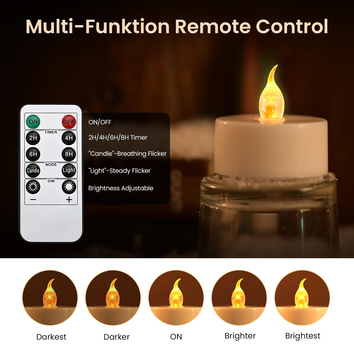 JOSU 24PCS Flameless Tea Lights Candles with Remote Timer, Led Battery Operated Electric Votive Candle for Wedding Centerpiece Table Decorations, Flickering Tealight Candles for Halloween Party Decor