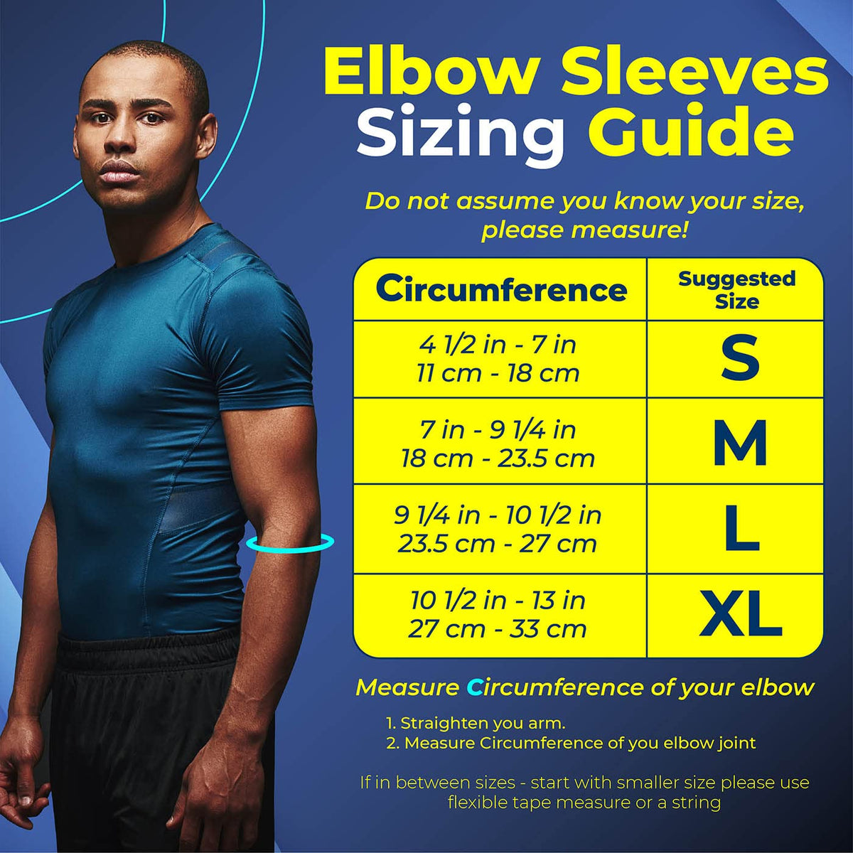 Sparthos Elbow Compression Sleeves (Pair) – Tendonitis Golfer's Tennis Elbow Brace Support for Men and Women – Arthritis Bursitis Kinesiology Tape Kids Athletic Sport Basketball (Blue-S)