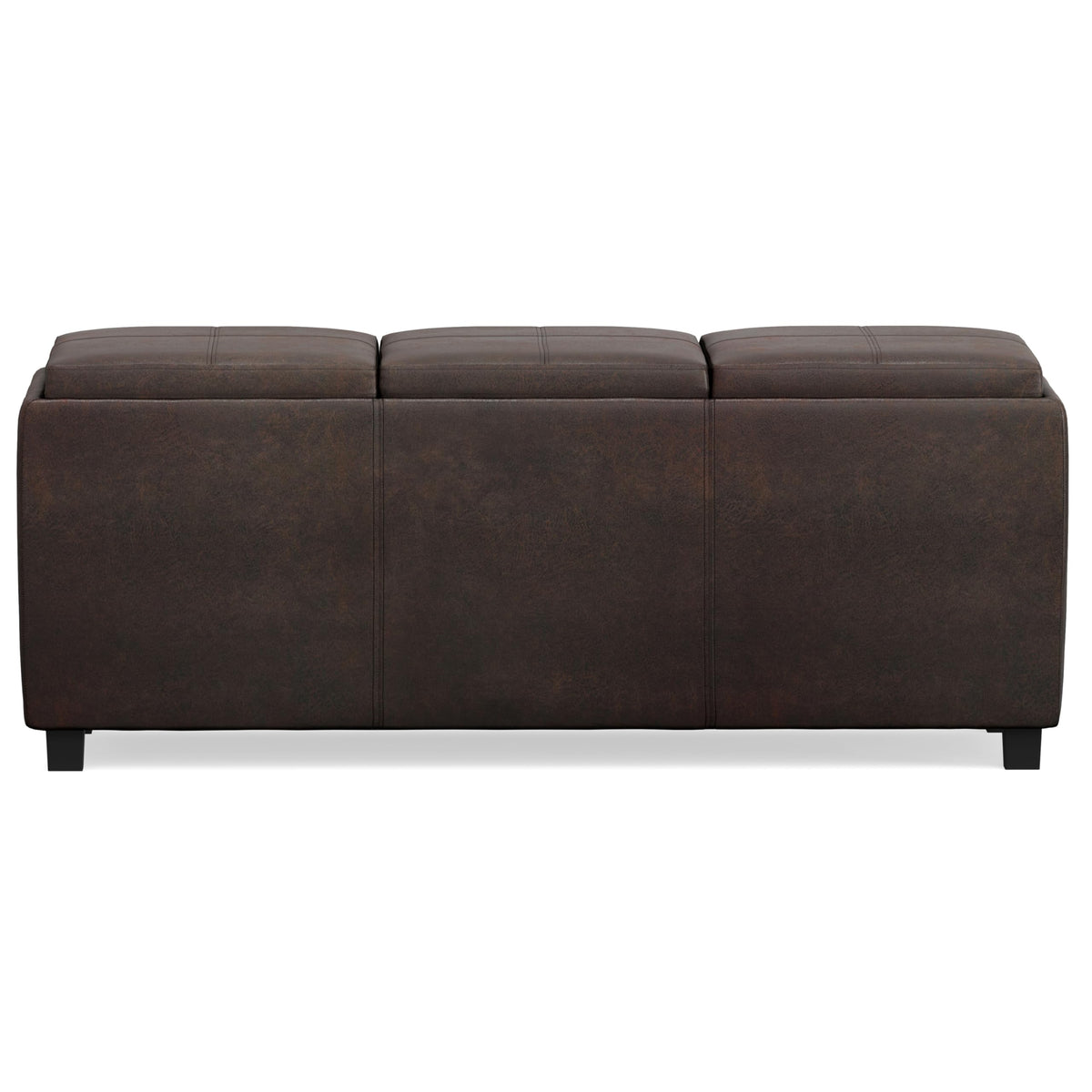 SIMPLIHOME Avalon Storage Ottoman - 42 inch Wide Upholstered Vegan Leather Rectangular Flip-Top Ottoman in Distressed Brown, Contemporary Coffee Table Ottoman for Living Room with Hidden Storage