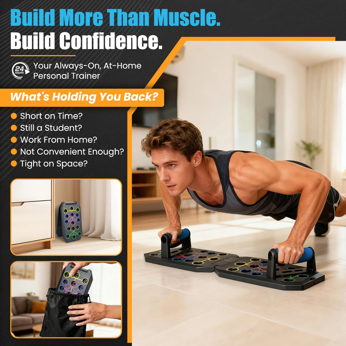 TASZOOS Portable Push Up Board - 20 in 1 Foldable Pushup Board Fitness - Push Up Bar at Home Gym - Strength Training Equipment for Men and Women