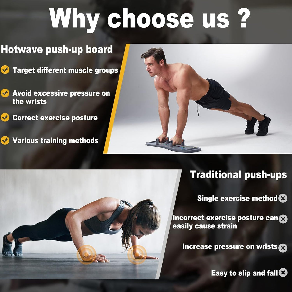 HOTWAVE Portable Push Up Board, Foldable 20 in 1 Pushup Board for Men at Home Gym, Pushup Handles for Chest Muscle Exercise Strength Training Equipment