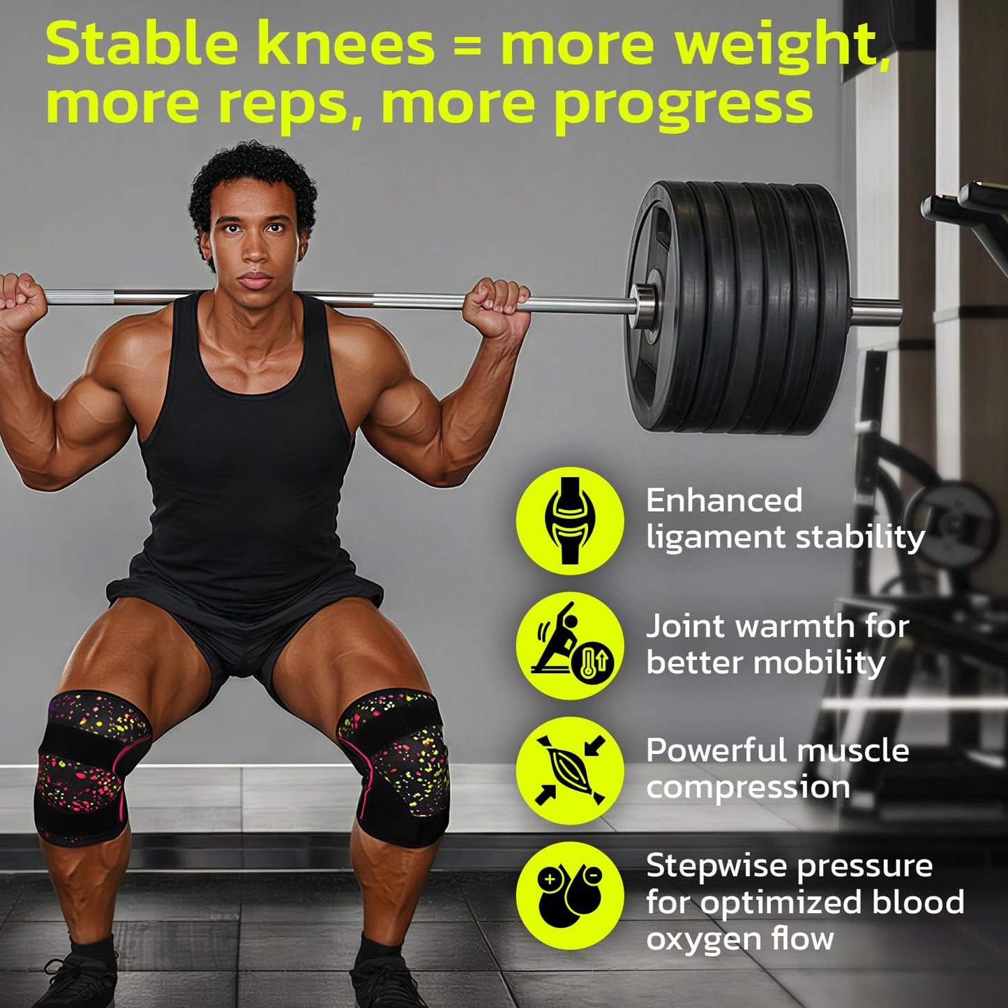 aoFIT Knee Brace (1 Pair) Adjustable Strap 7mm Neoprene Knee Compression Sleeve Knee Support for Men Women for Training & Fitness, Weightlifting, Black Small