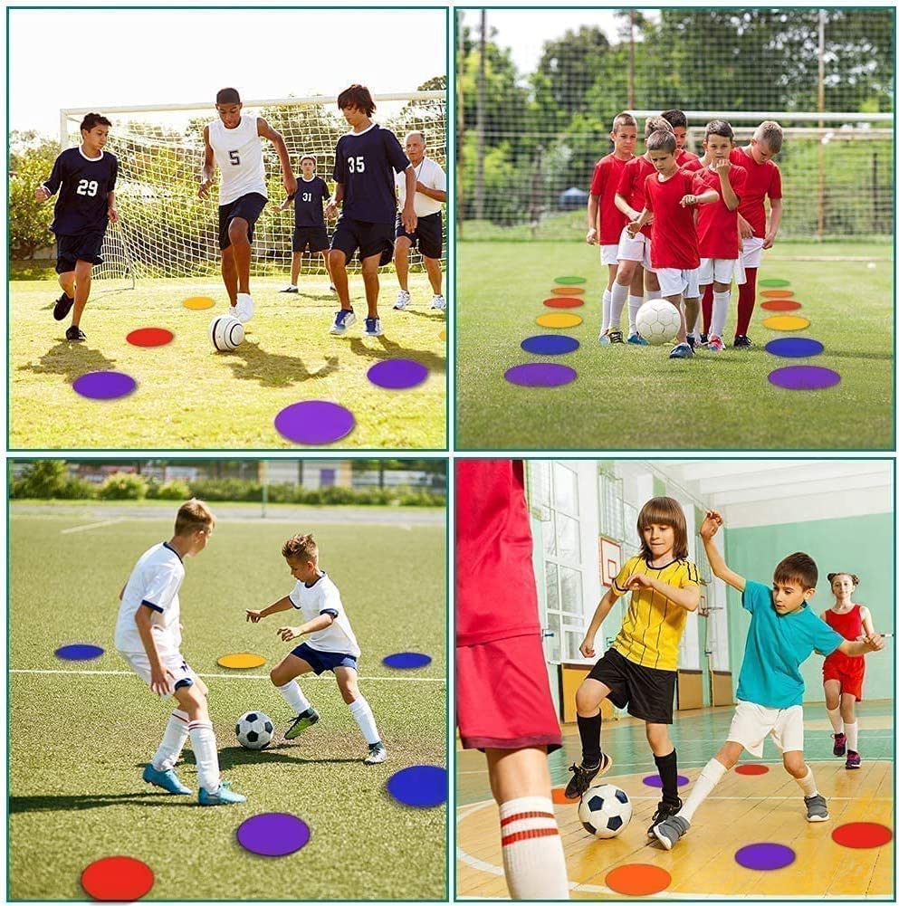 DODOLOOK 8 Inch Poly Vinyl Spot Markers, Non Slip Rubber Agility Markers Flat Field Cones Floor Dots,for Exercise Drills, Sports, Speed Agility Training -12 Pcs
