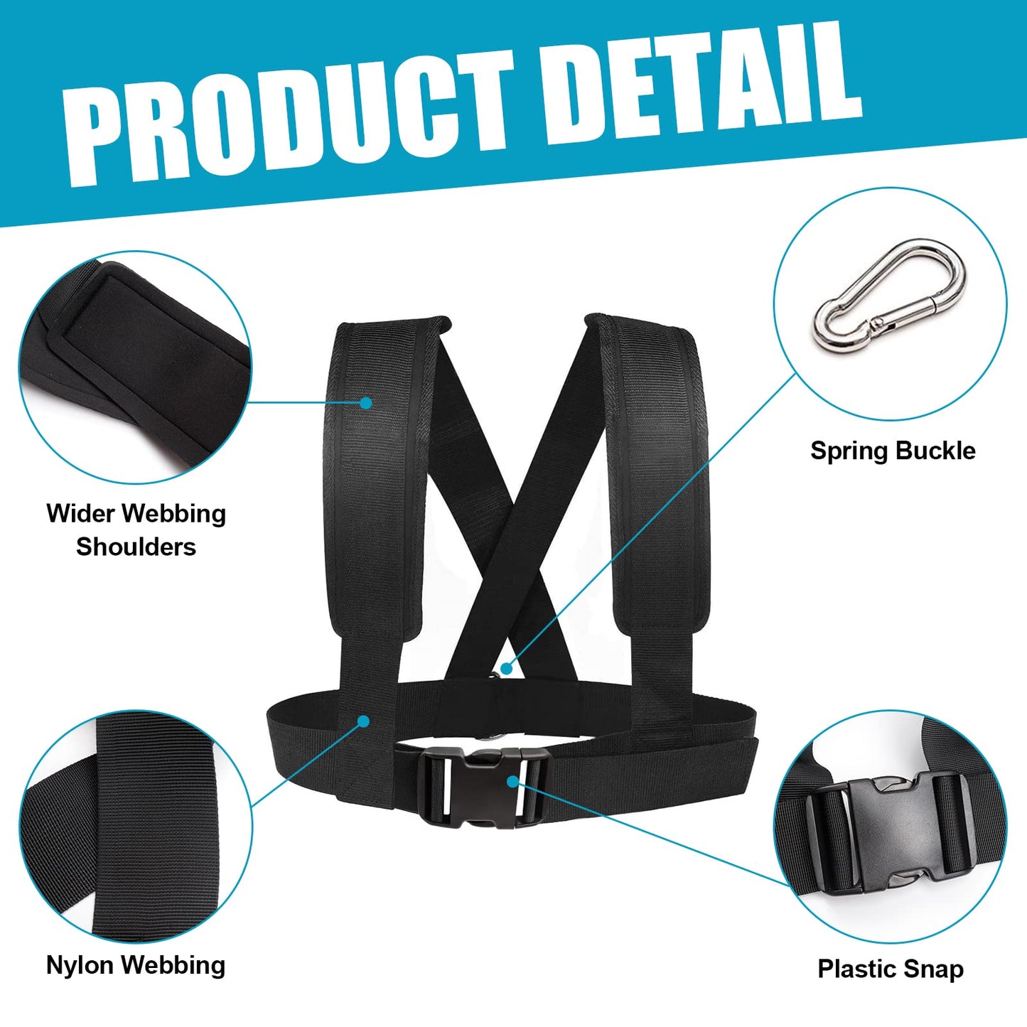YNXing Sled Harness Workout Resistance and Assistance Trainer Physical Training Resistance Rope Kit Improving Stamina and Strength (6.6FT)
