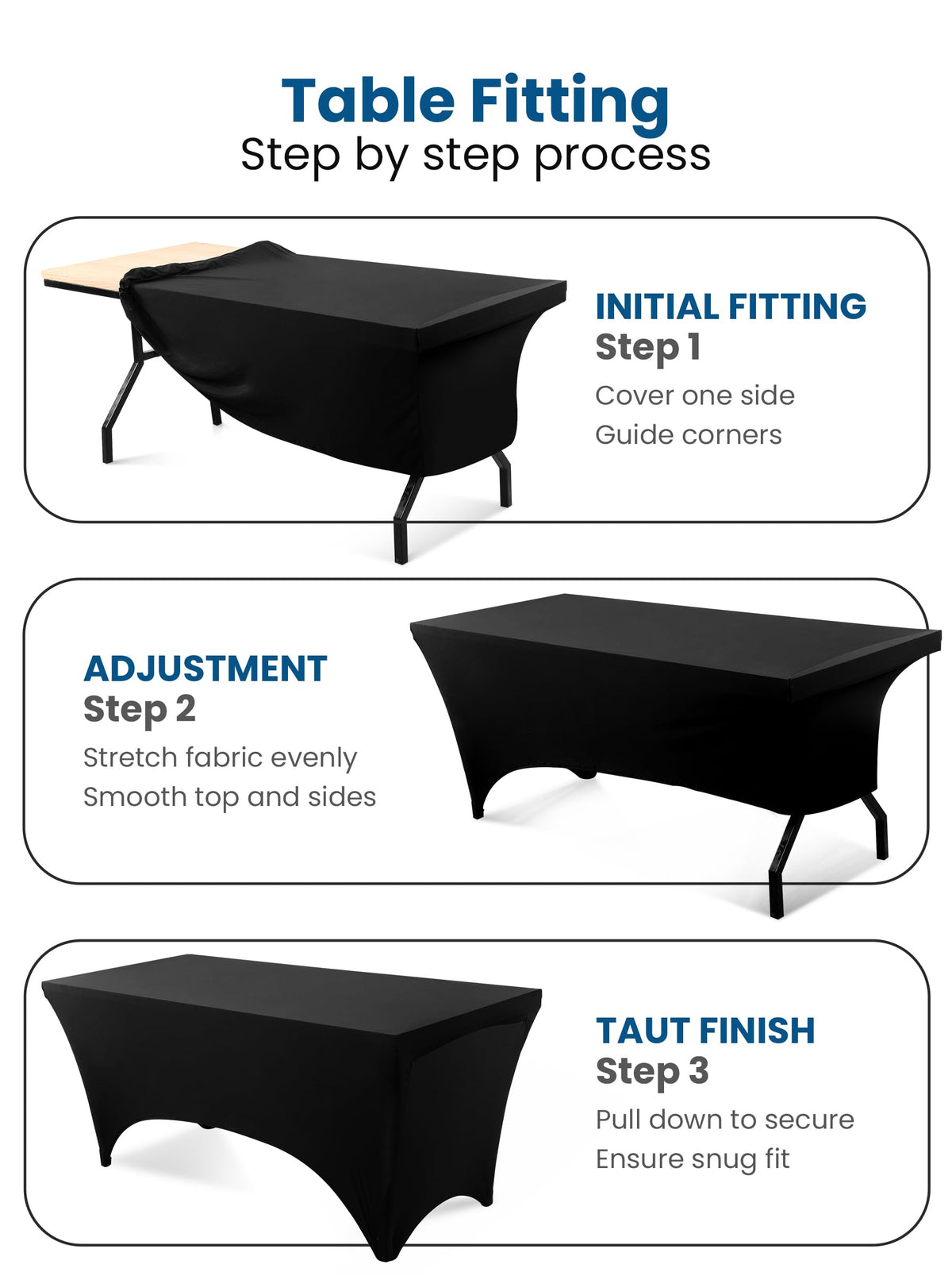 Utopia Kitchen Spandex Tablecloth 2 Pack [6FT, Black] Tight, Fitted, Washable and Wrinkle Resistant Stretch Rectangular Patio Table Cover for Event, Wedding, Banquet & Parties [72Lx30Wx30H Inch]