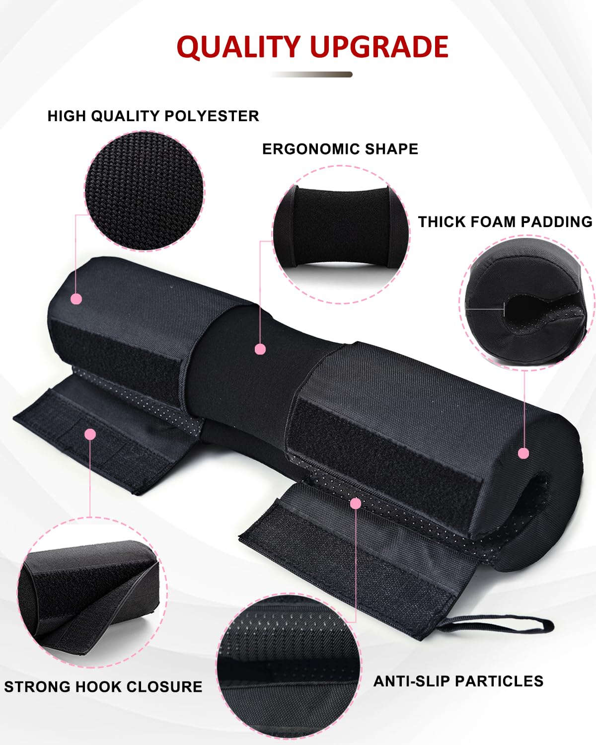 Barbell Squat Pad Nylon Padding AntiSlip- Thick Foam Barbell Pad for Squats Cushion, Lunges&Bar Padding for Hip Thrusts - Standard Weight Bar Pad - Provides Cushion to Neck Shoulders Training