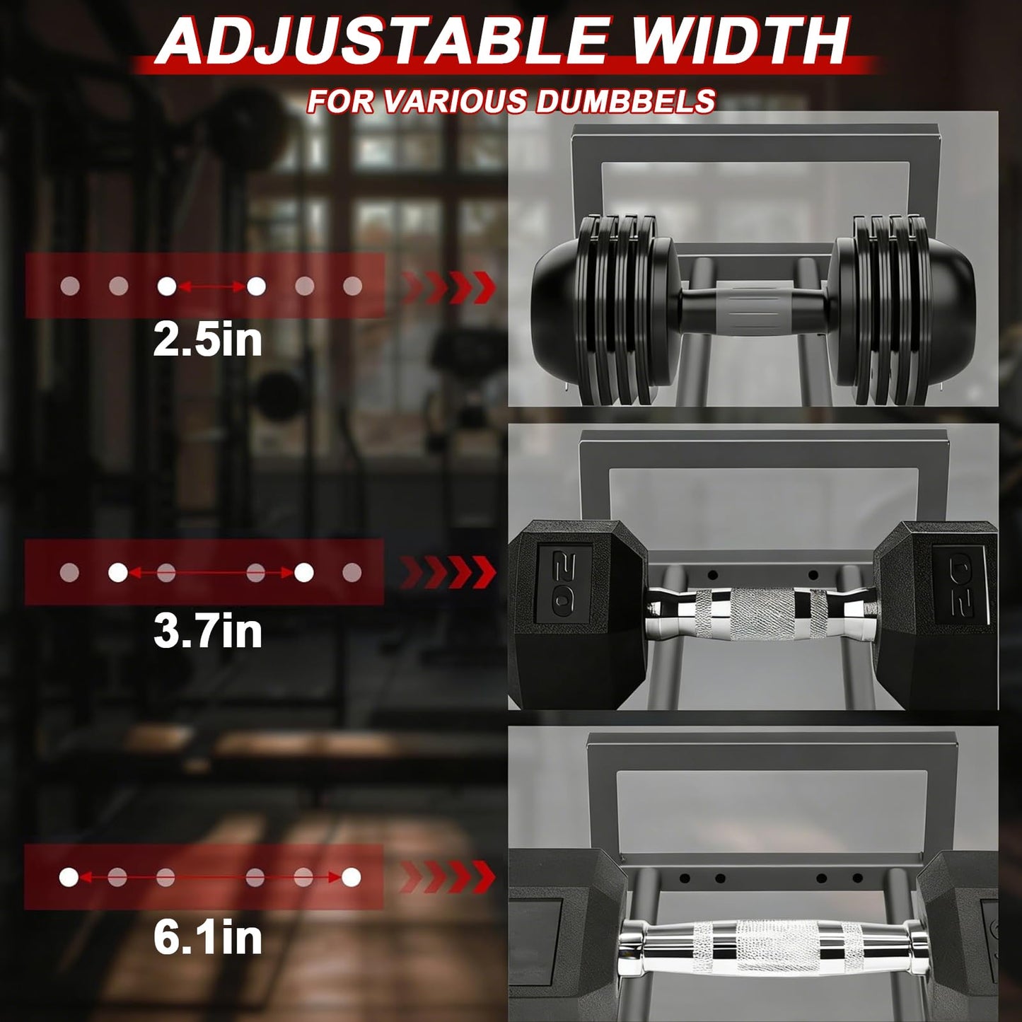 3-Tier Small Adjustable Dumbbell Rack, 450LBS Capacity Home Gym Weight Rack with Yoga Mat Holder & Hooks, Space Saving Workout Equipment Storage Organizer, Tool-free Assembly