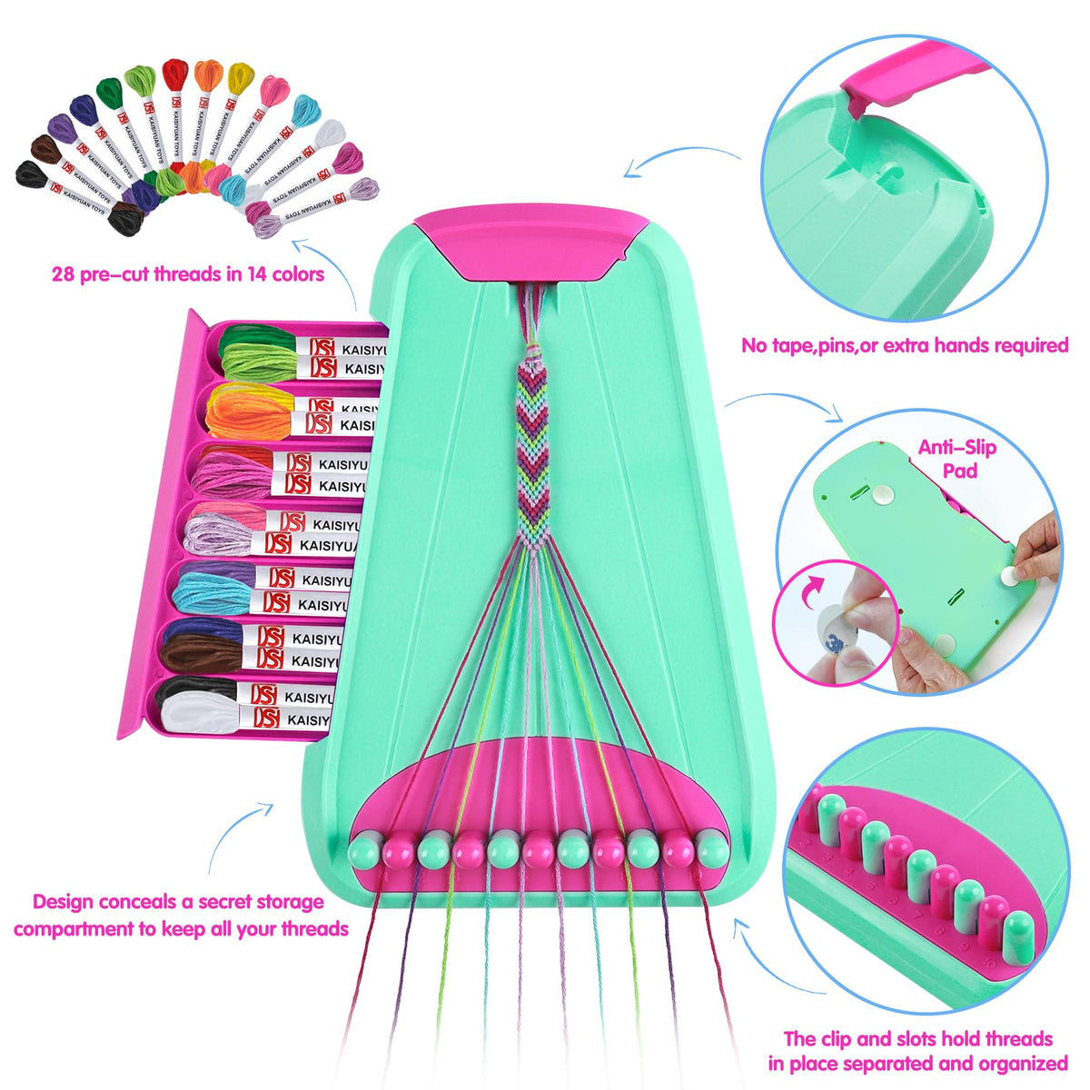 Friendship Bracelet Making Kit for Girls Ages 8-12, Kids Jewelry Making Kit with 28 Pre-Cut Threads and Letter Beads, Arts and Crafts for Kids, Birthday Easter Gifts for 6 7 8 9 10 11 12 Year Old