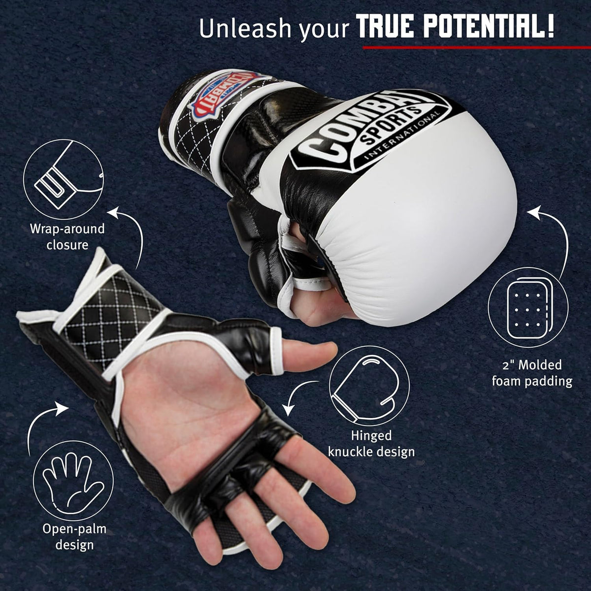 Combat Sports Max Strike MMA Training Gloves, Open Palm Fingerless Gloves for MMA, Muay Thai, and Kickboxing (Red, Large)