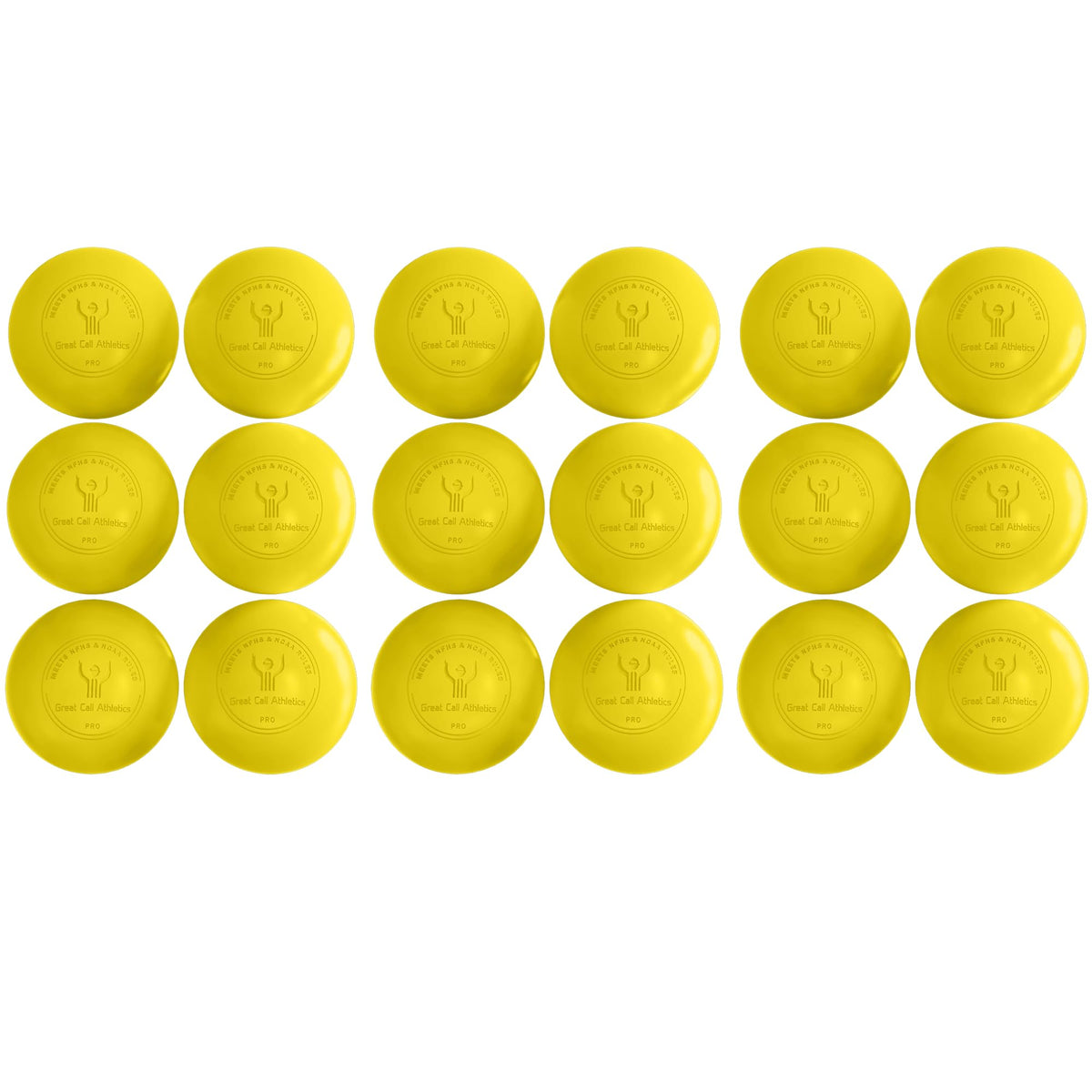 GCA Pro Lacrosse Official Game Ball NFHS College Approved Velocity 6 Pack LAX Field Tournament Rubber Practice (Yellow, 6 Balls)