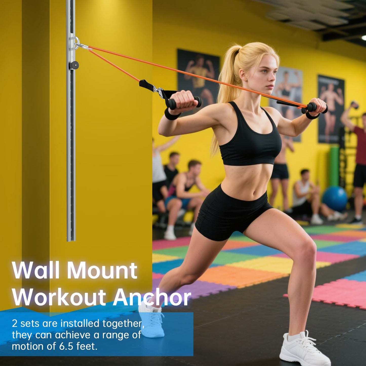 2 PCS Resistance Bands Wall Anchor Exercise Equipment Platform Base(Length 40"),Adjustable Wall-Mounted Anchor Multi-Purpose Fitness System for Complete Full Body Strength Training-Black