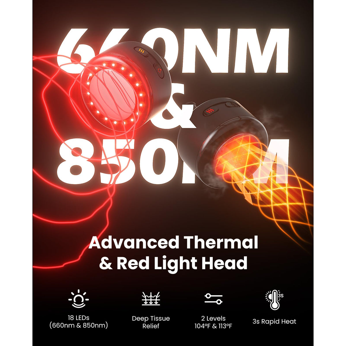 BOB AND BRAD 2-in-1 Massage Gun with Heat & Red Light Soothing L7 Ultra Massage Gun with Extension Handle &Adjustable Angles, Deep Tissue for Back Lumbar Shoulder FSA-HSA Eligible Gift for Men Women