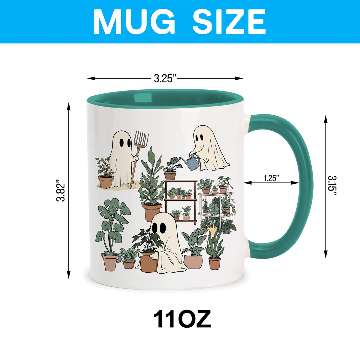 Hyturtle Cute Ghost Plant Mug Gifts For Plant Lovers on Birthday, Halloween