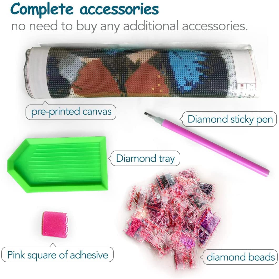 WHYCJXWL Diamond Art Kits for Adults and Kids, Full Drill Round Rhinestone Diamonds, Winnie Pooh Diamond Art (12X16 Inch)