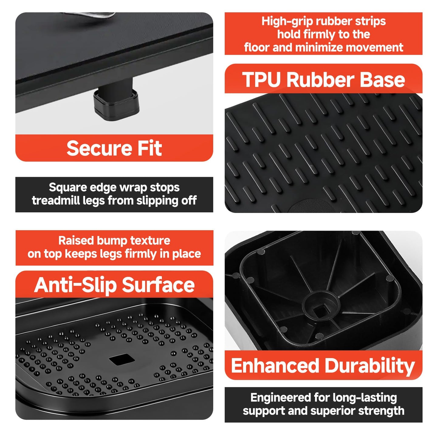 Piszvbej 4-Pack Treadmill Incline Riser Blocks (Black)