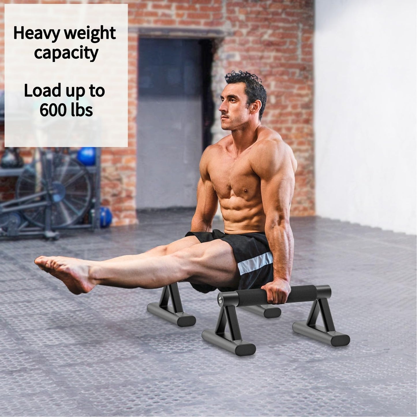 SELEWAERE Metal Parallettes Floor Workout Push Up Handles Non-Slip Pushup Bars Handstand Bars for Calisthenic Fitness Sturdy Steel Tubing with NBR Foam Covered Grip, Load up to 600 lbs