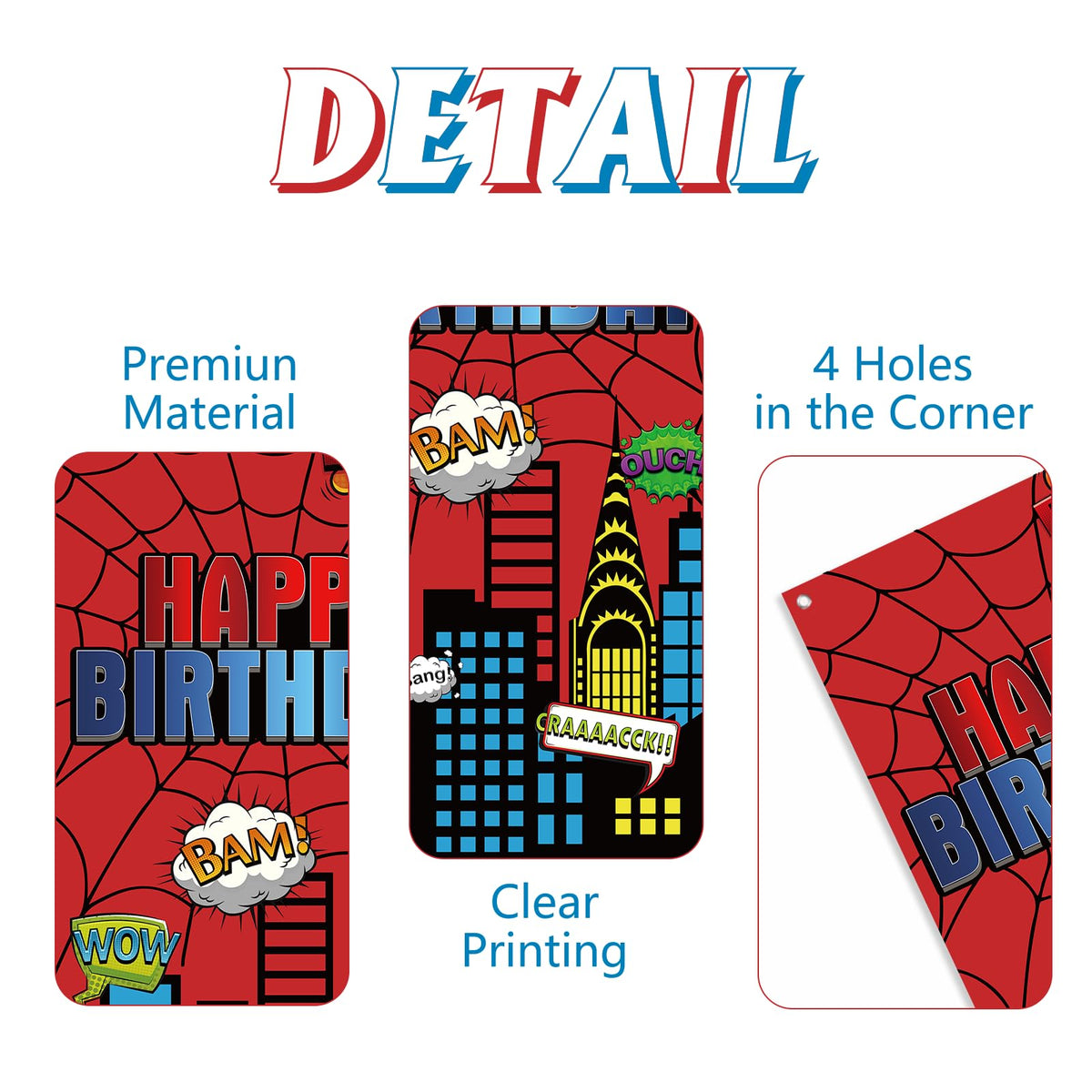 Red Spider Web Door Banner, 6x3ft Superhero Party Decoration Door Cover for Boys Birthday, Kids Party Supplies, Photography Photo Background