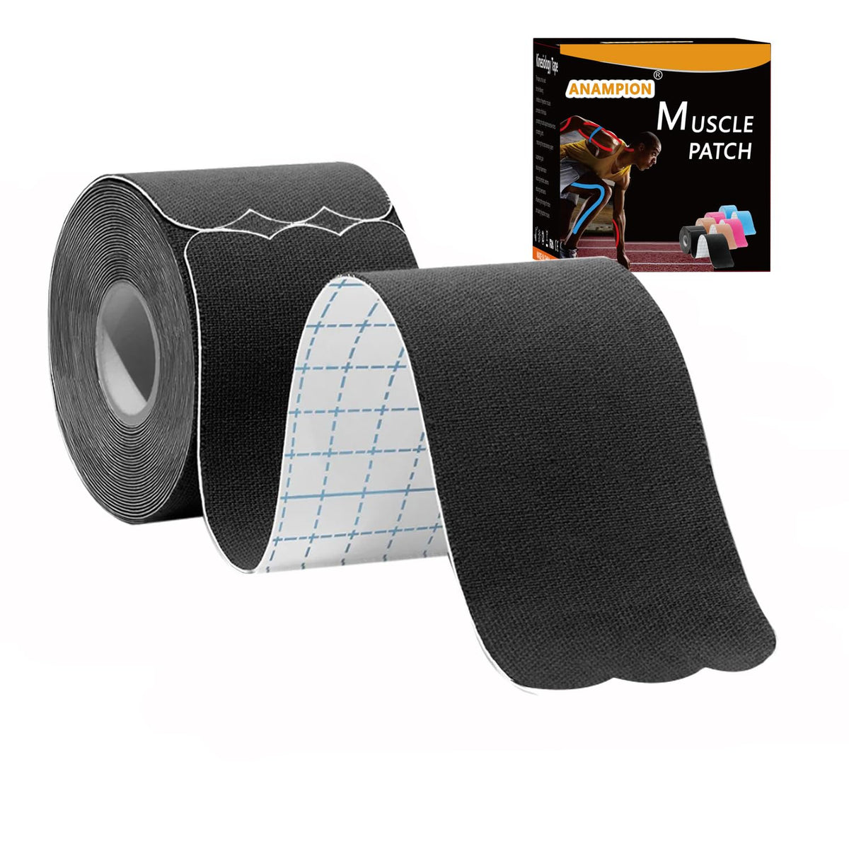 Kinesiology Tape Pro Precut 20 Strips Athletic Sports Waterproof Breathable Latex Free Tape for Ankle Wrists Knee Elastic Running Tennis Swimming Football Sports Activities Tapes (Black)