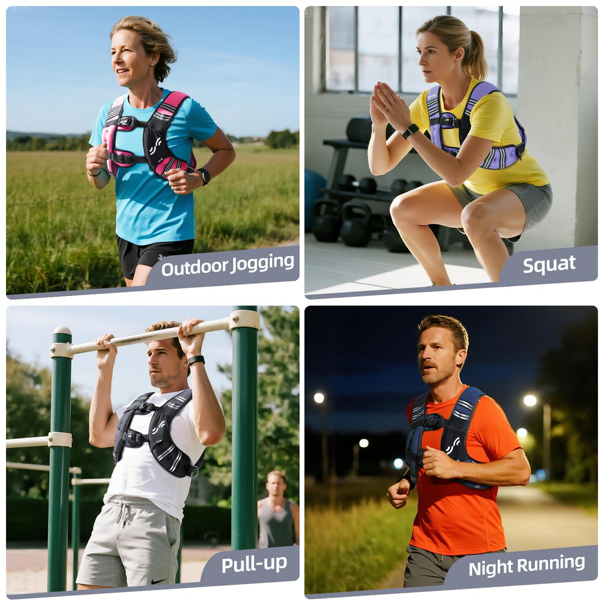 Sportneer Weighted Vest for Women Men: 15lb Comfortable Weight Vest with Storage Pocket Reflective Stripe Rucking Vest for Walking Running Strength Training Fitness Weight Loss Weightlifting Purple