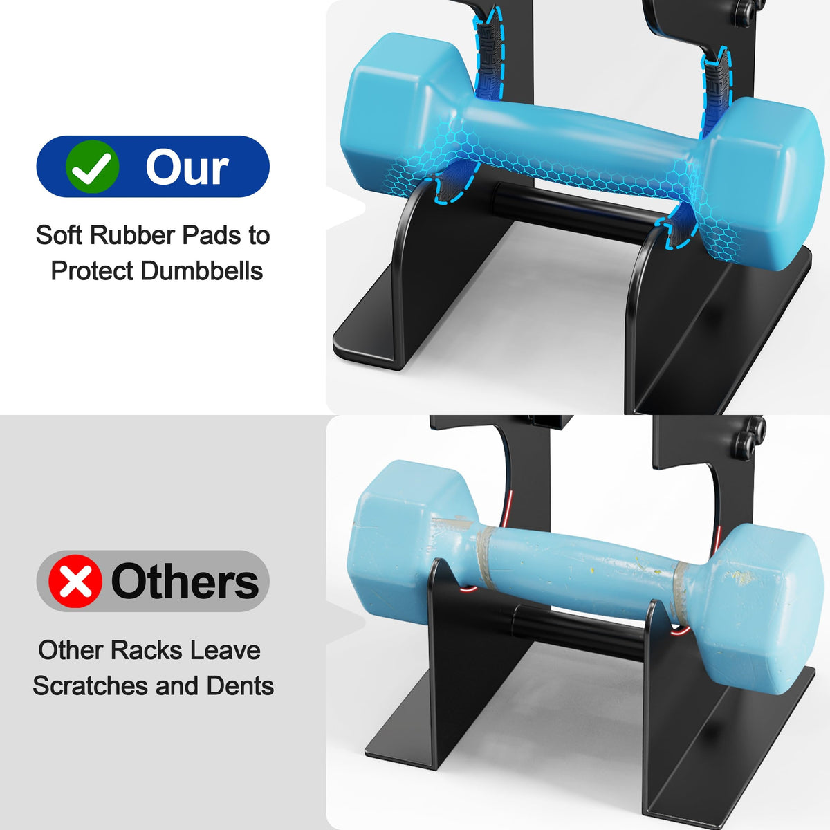5-Tier Dumbbell Rack Stand for Home Gym: Rack Only Holder for Dumbbells, Free Weights, 500LB Capacity Heavy-Duty Compact Storage Organizer
