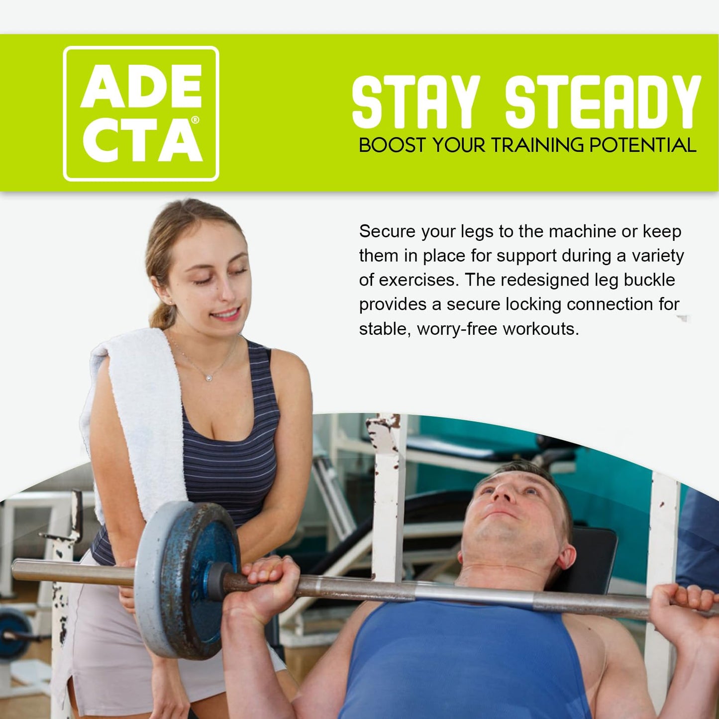 ADECTA Nordic Hamstring Curl Strap, 6.5FT Gym Seatbelt and Exercise Straps for Hamstring Stretch Strap & Mobilization Belt,Home Gym Women Men, Lifting Seatbelt Gym, Black (Silver gray)