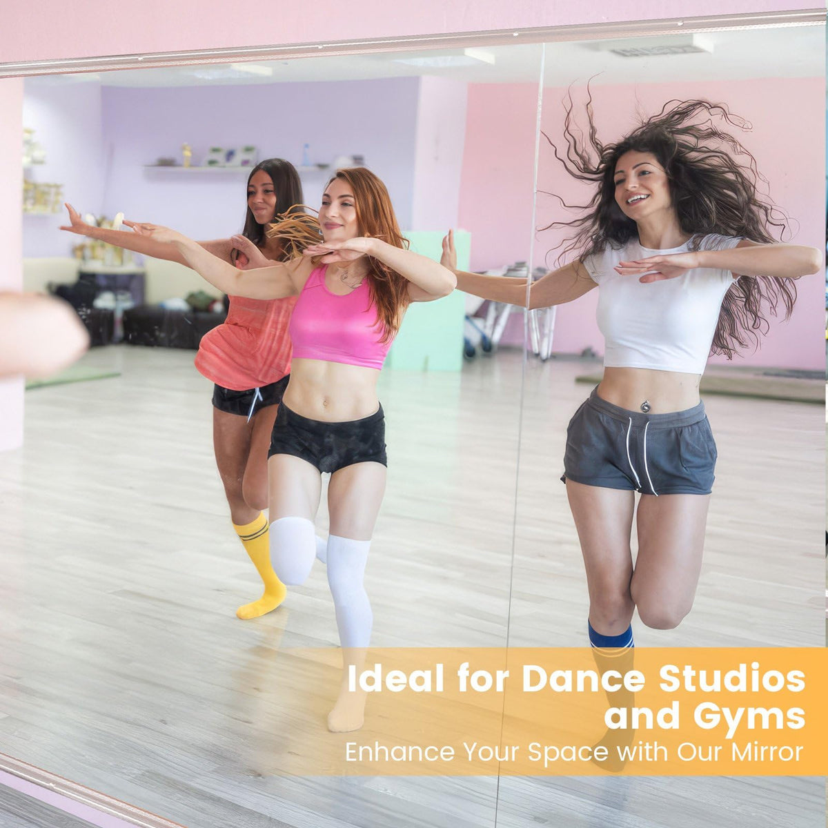 Amorho Gym Mirror 90''x48''(3pcs 48''x30''), Tempered Glass, Frameless Full Body Mirror for Home, Yoga Studios, Dance Rooms, Garage Gyms.