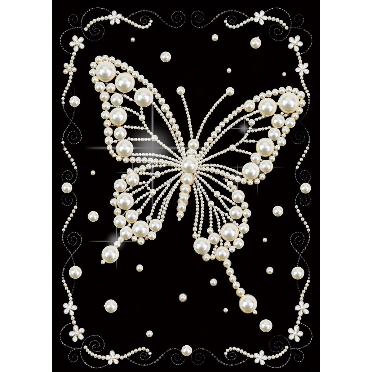 MVVMTOP Pearl Diamond Painting Kits for Adults Beginners, 5D DIY Butterfly Diamond Art with Half Round Pearl Drills and Crystal Rhinestones, Sparkling Diamond Dots Craft for Home Wall Decor