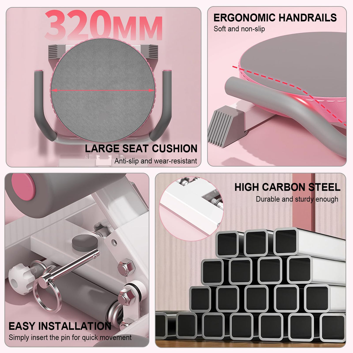 Ab Machine with Auto Rebound, 360° Rotating Seat Ab Trainer for Home Workout, Foldable Sit Up Exercise Equipment for Core Abs Training, Adjustable Home Gym Fitness Equipment