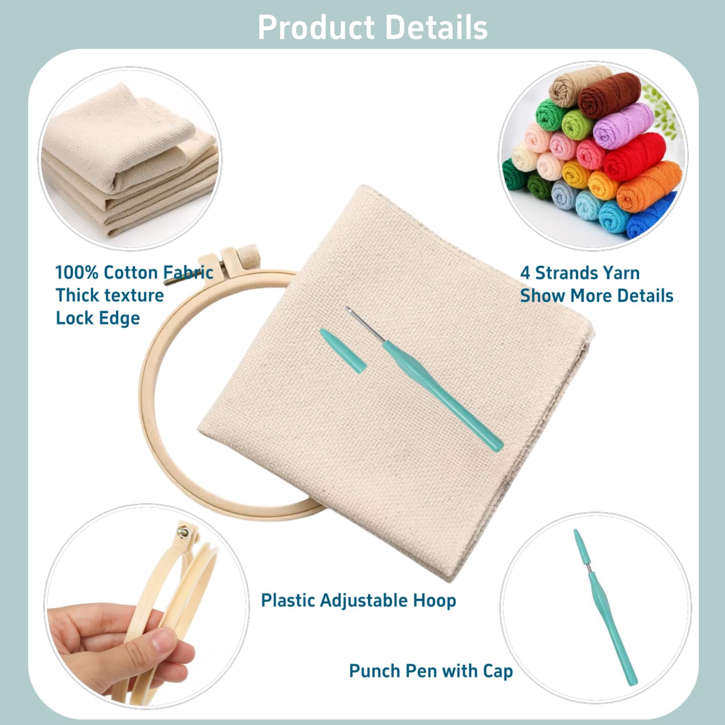 Punch Needle Kits Shih Tzu Dog and Flowers Embroidery Starter Set with Hoop Easy for Beginners DIY Stress Relief Handmade Craft Hobby and Home Decor 20x20cm-3